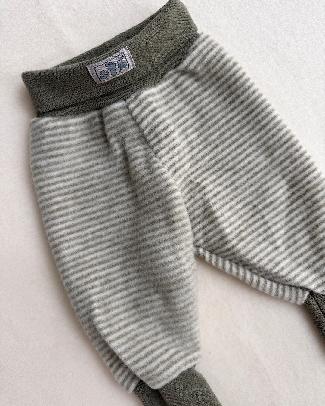 Bukser - khaki/natur strib