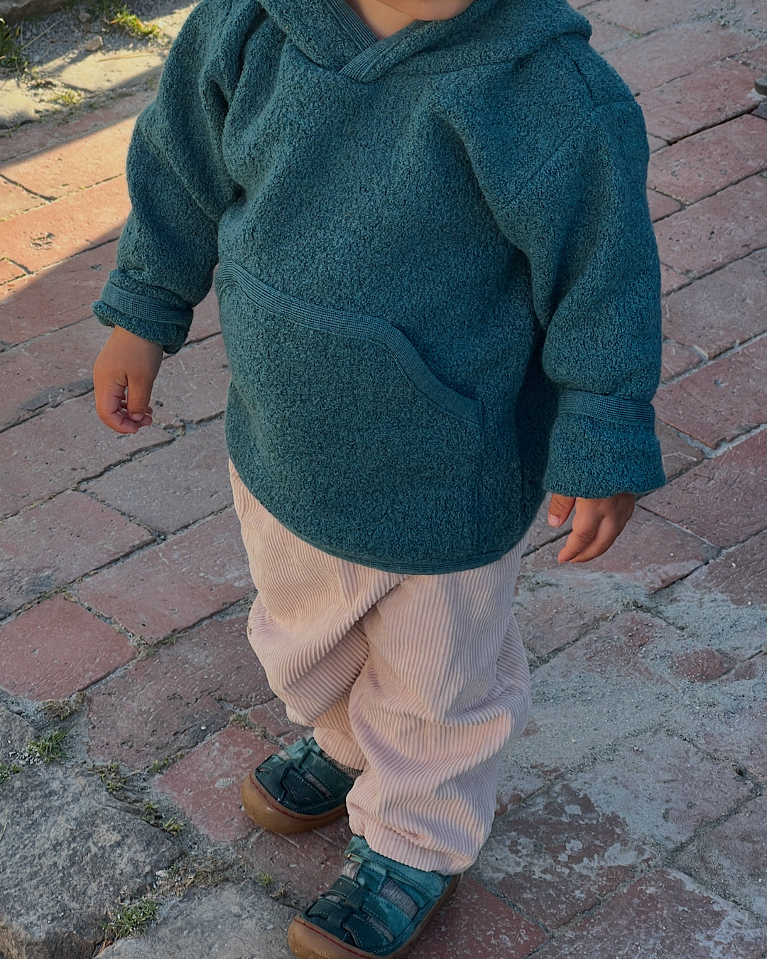 Hoodie i uld - smaragd