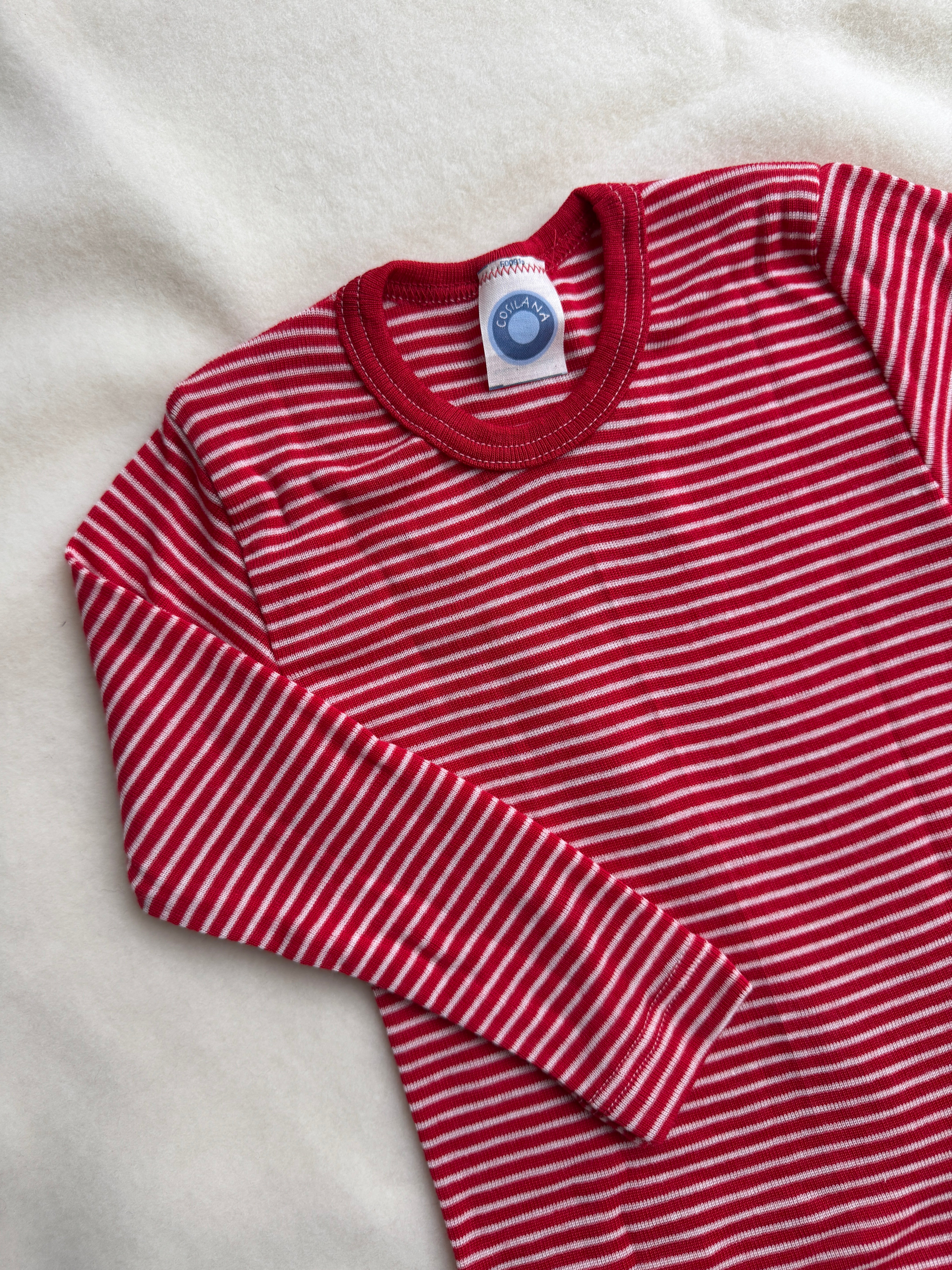 Bluse uld/silke - rød strib