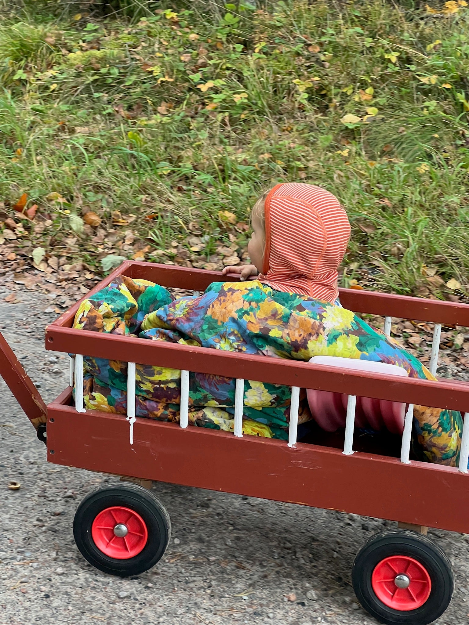 Balaclava uld/silke - orange strib