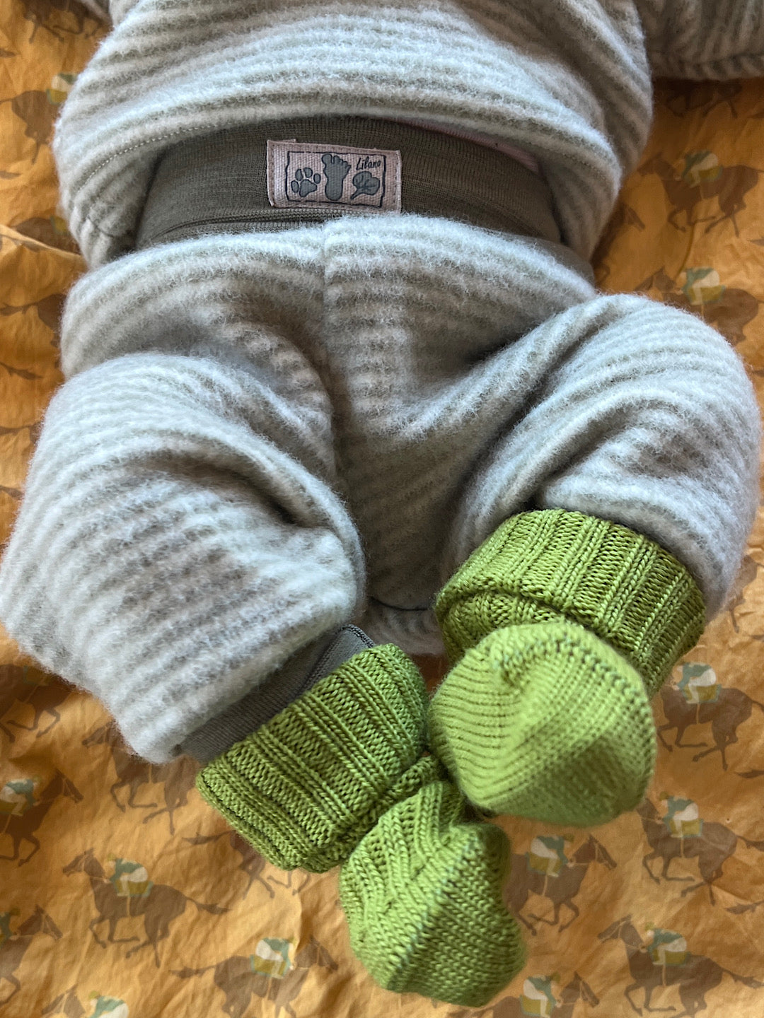 Bukser - khaki/natur strib