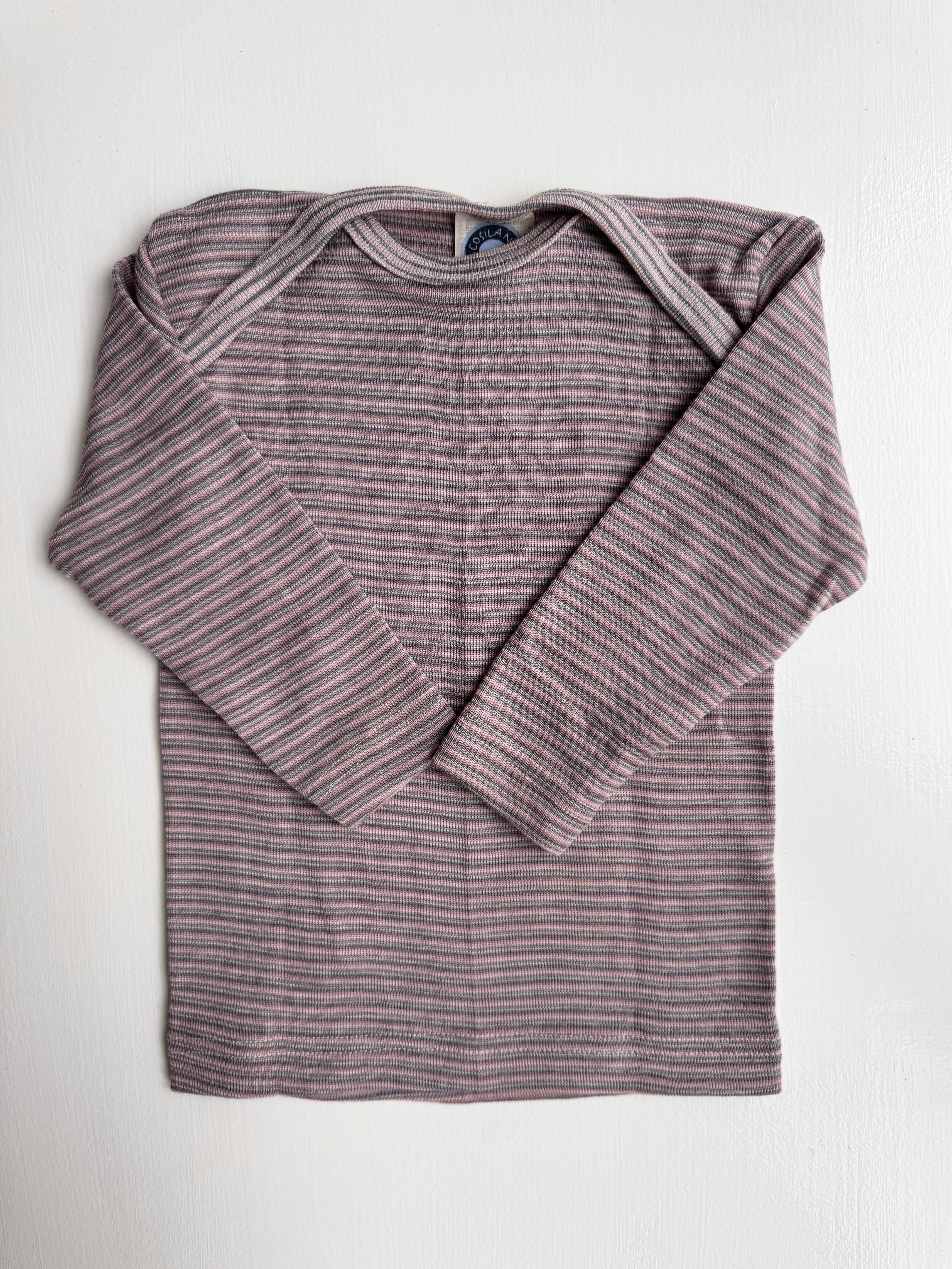 Langærmet t-shirt med amerikansk lukning, uld/silke