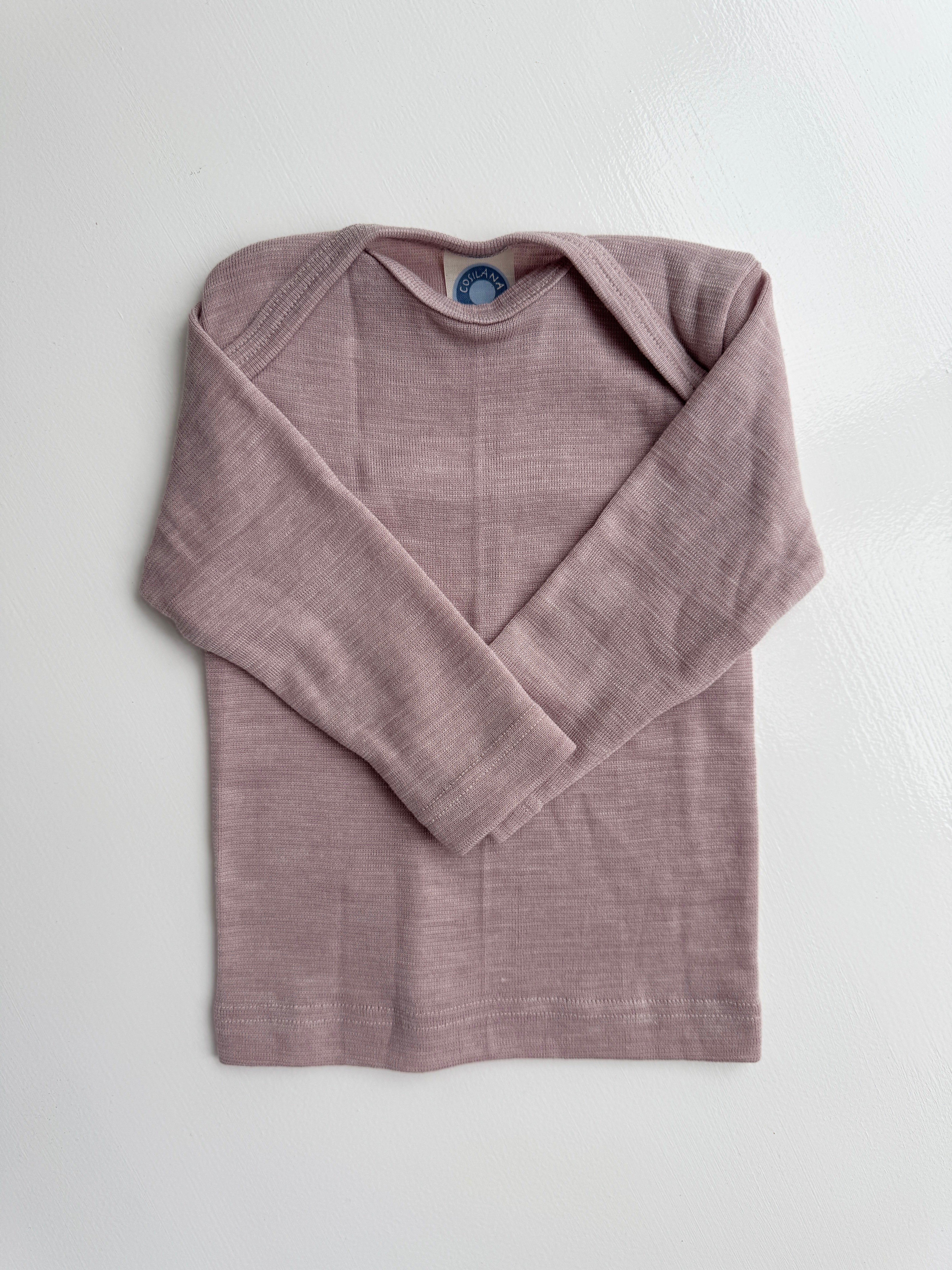 Langærmet t-shirt med amerikansk lukning, uld/silke