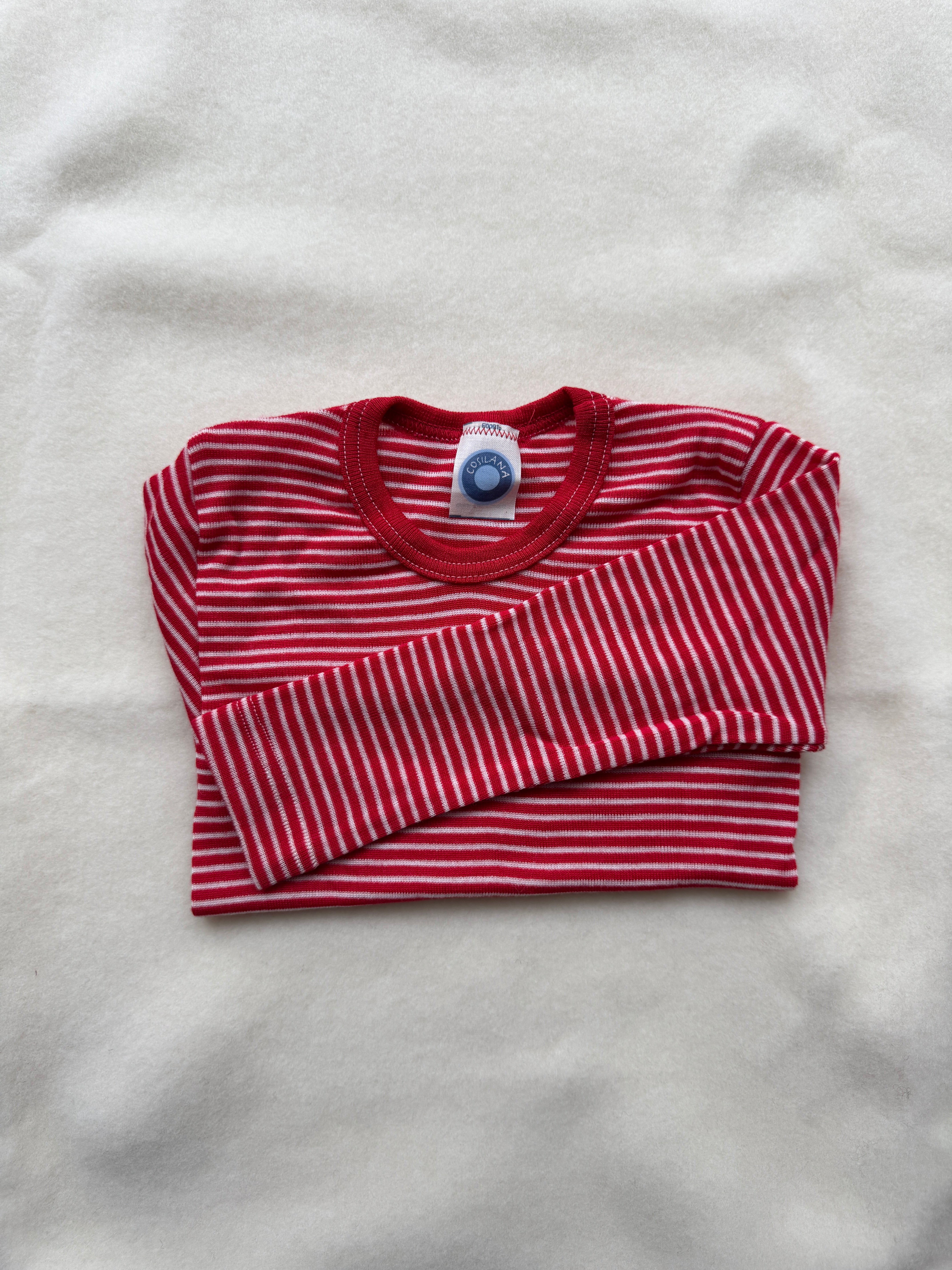 Bluse uld/silke - rød strib
