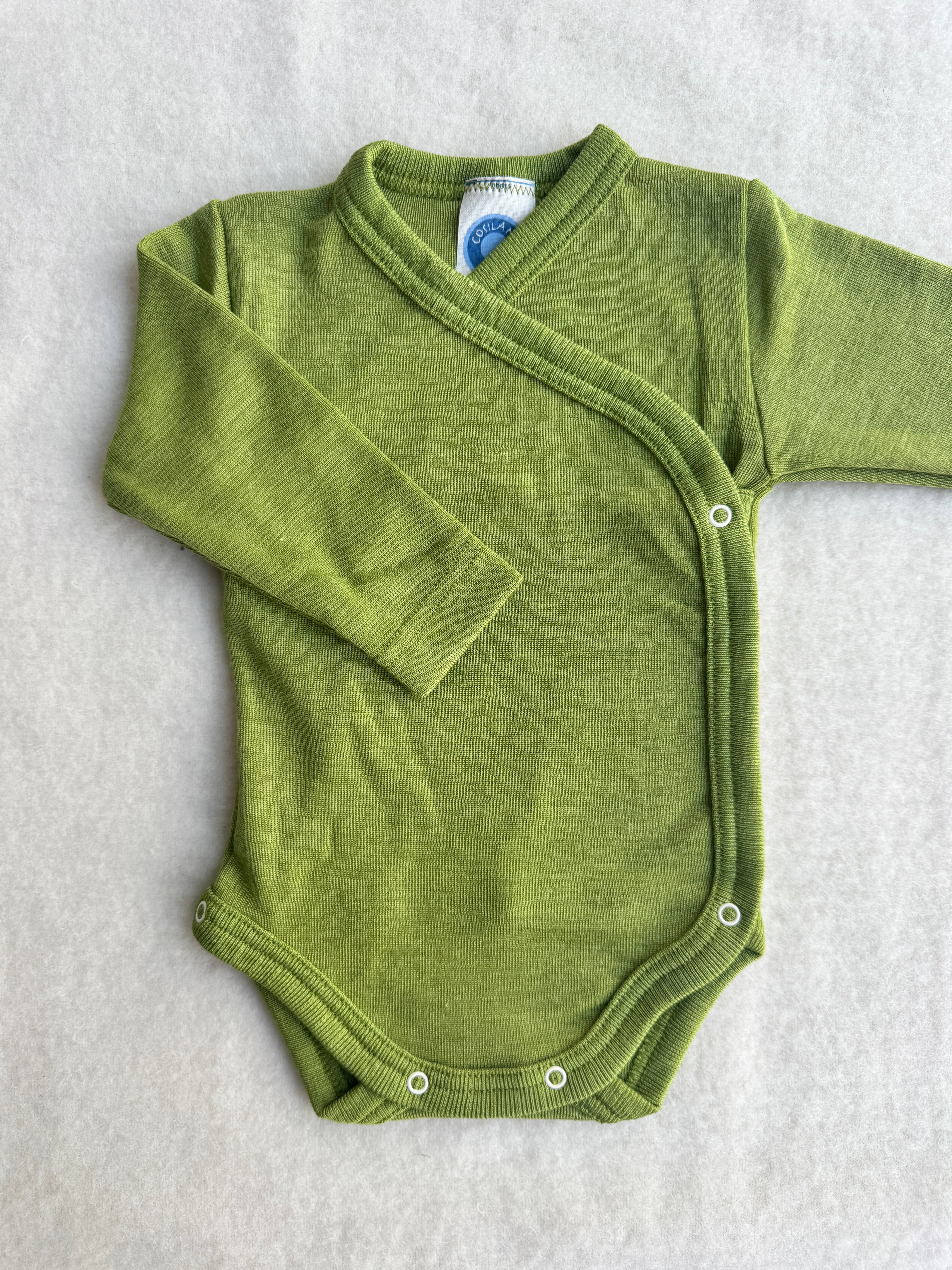 Baby-Body slå-om uld/silke - grøn