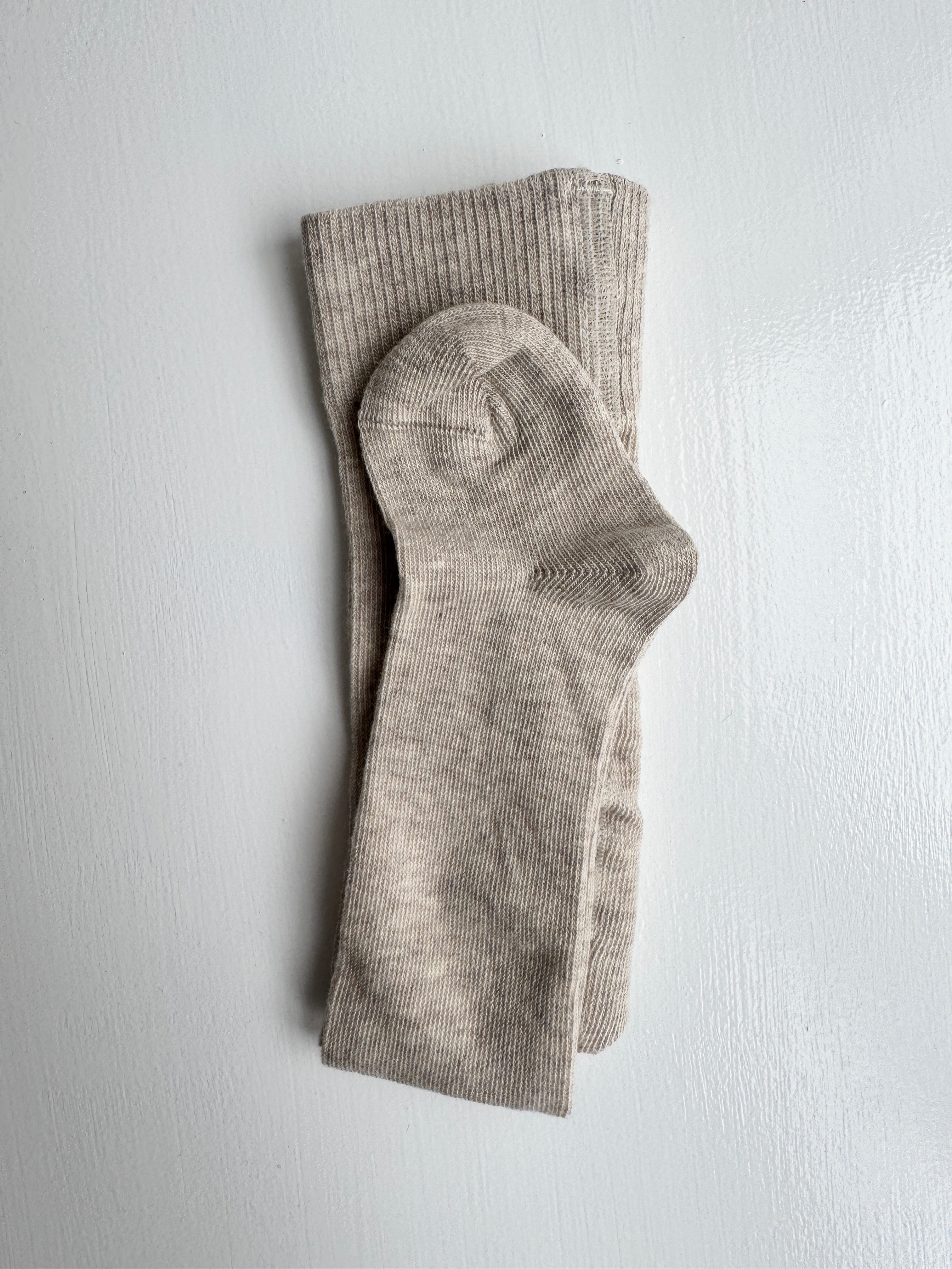 Bomuldsstrømpebukser - beigemeleret