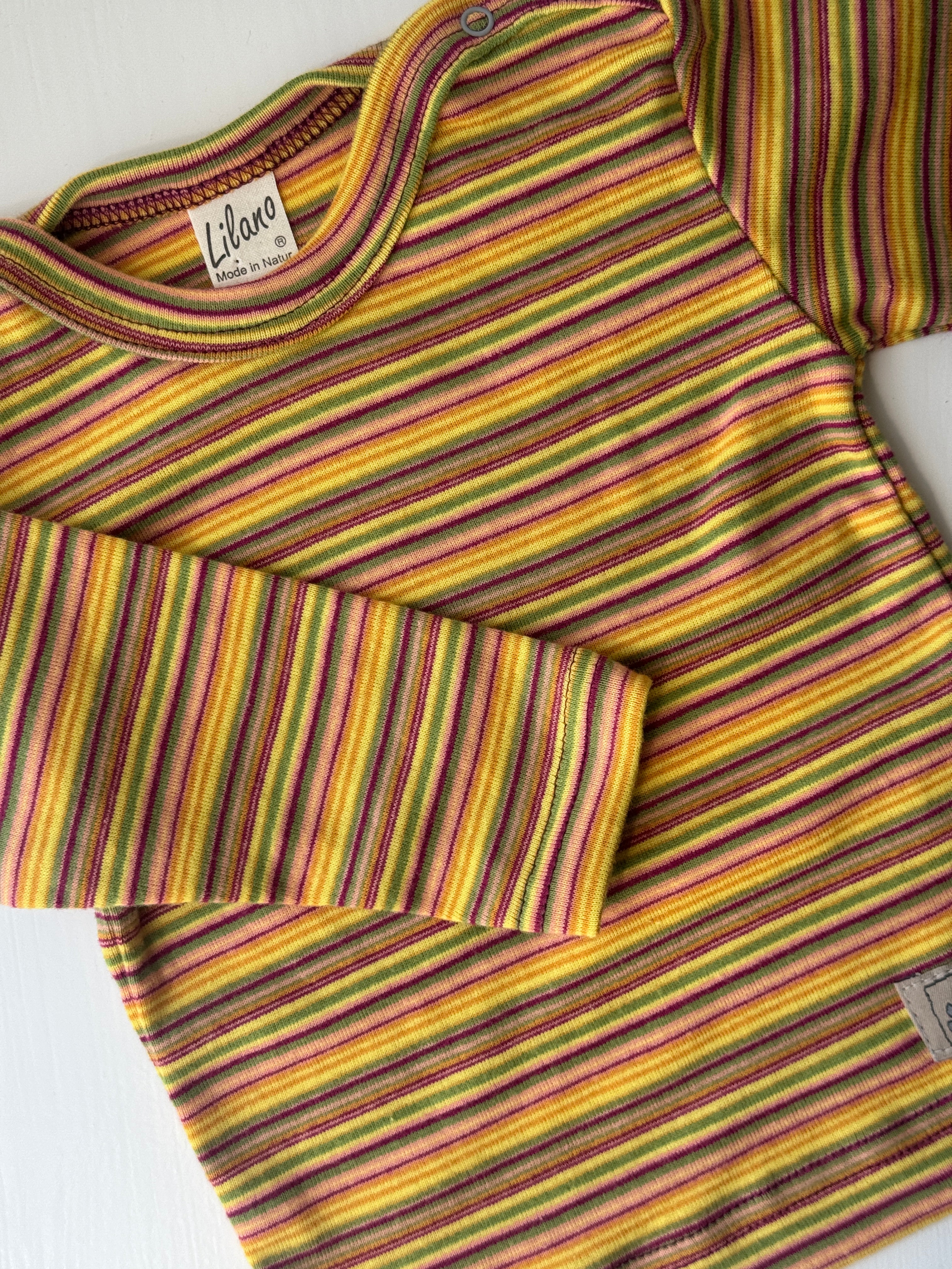 Sæt i strib gul - 100% økologisk bomuld