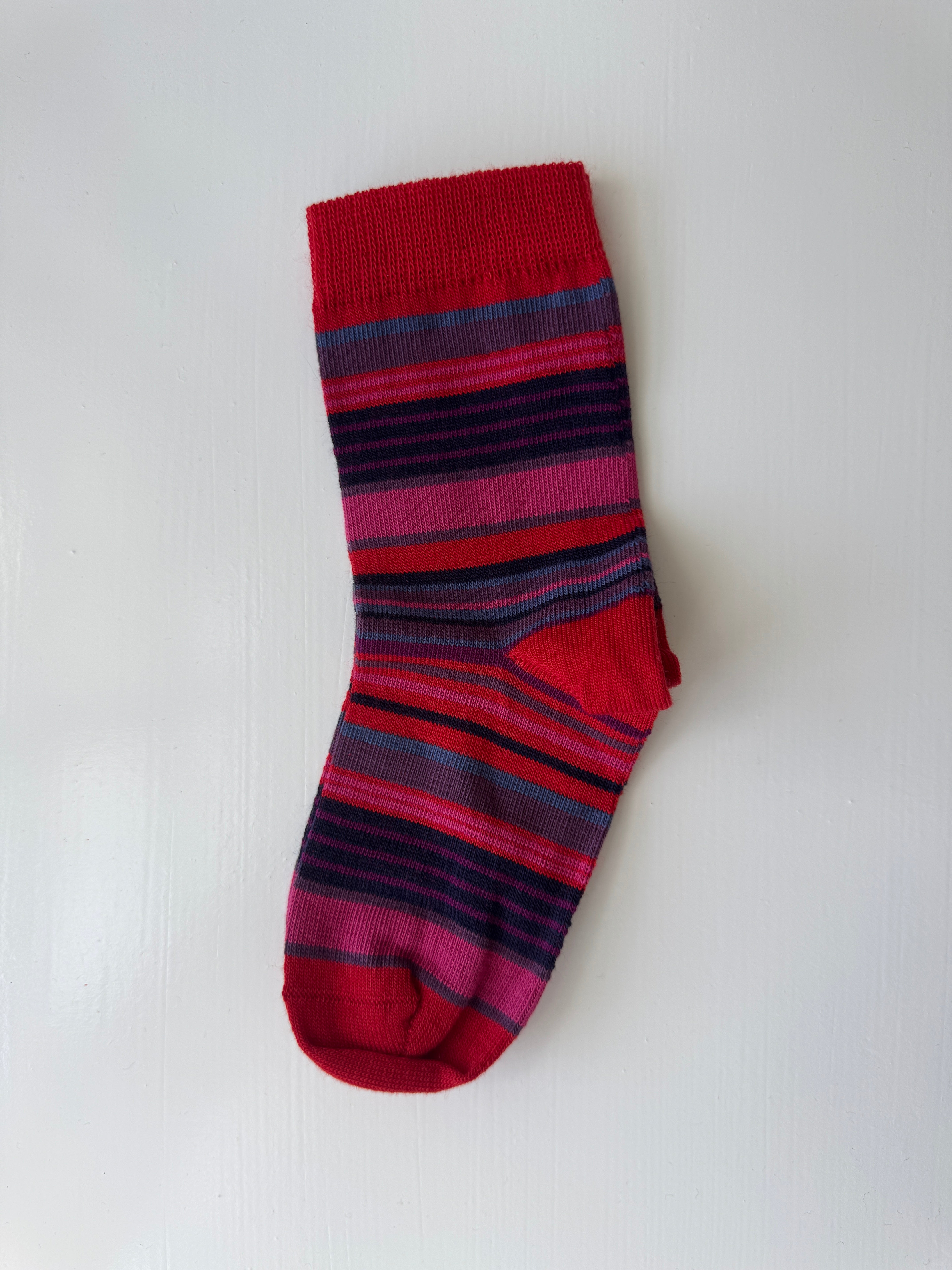 Bomuldssokker striber - kirsebær