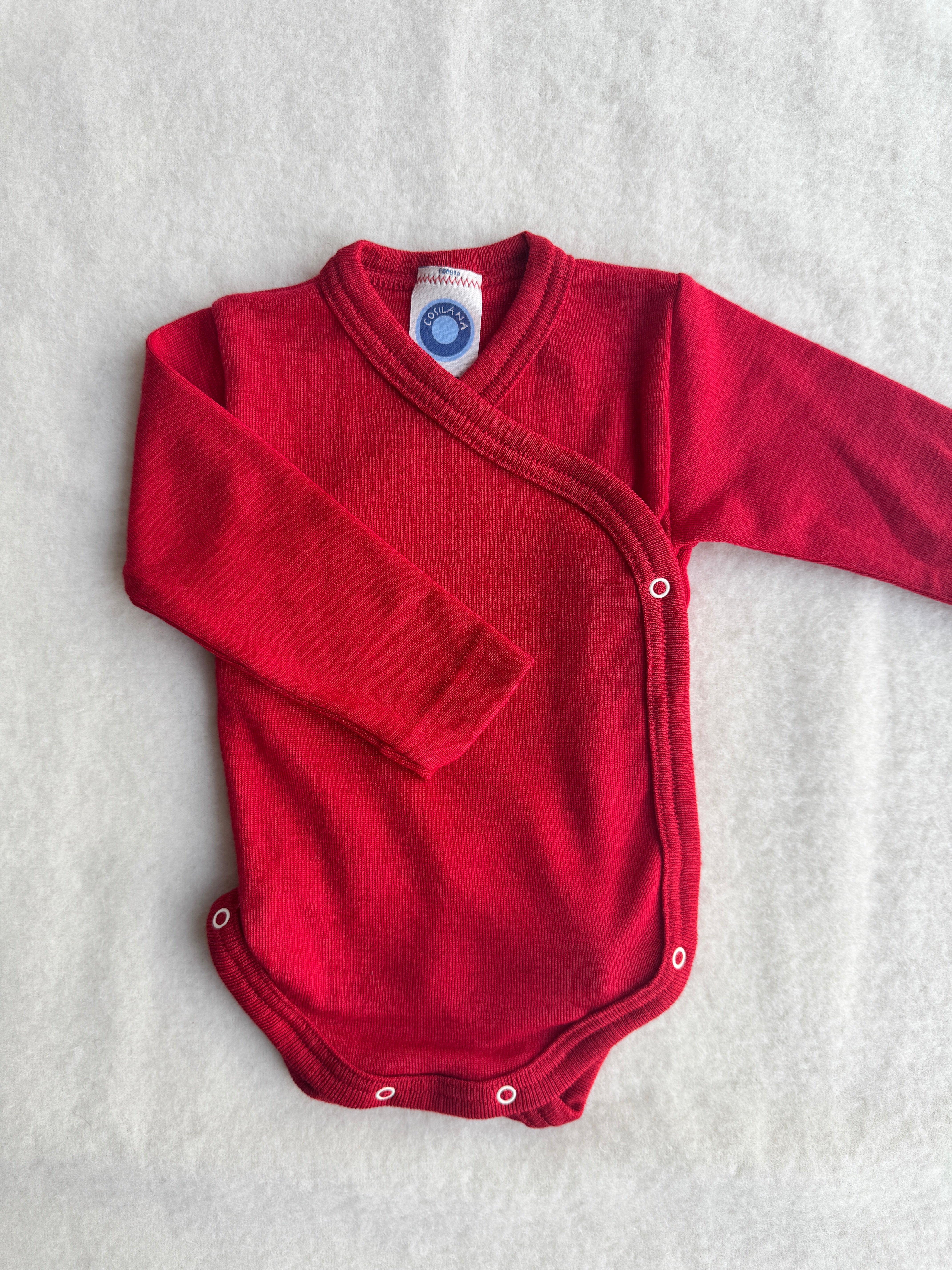 Baby-Body slå-om uld/silke - rød