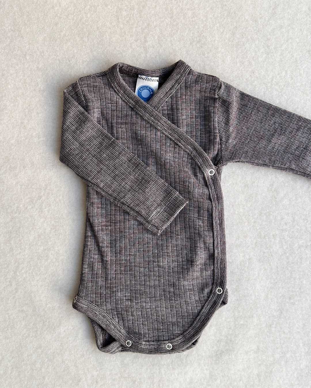 Baby-Body slå-om bomuld/uld/silke - brun meleret