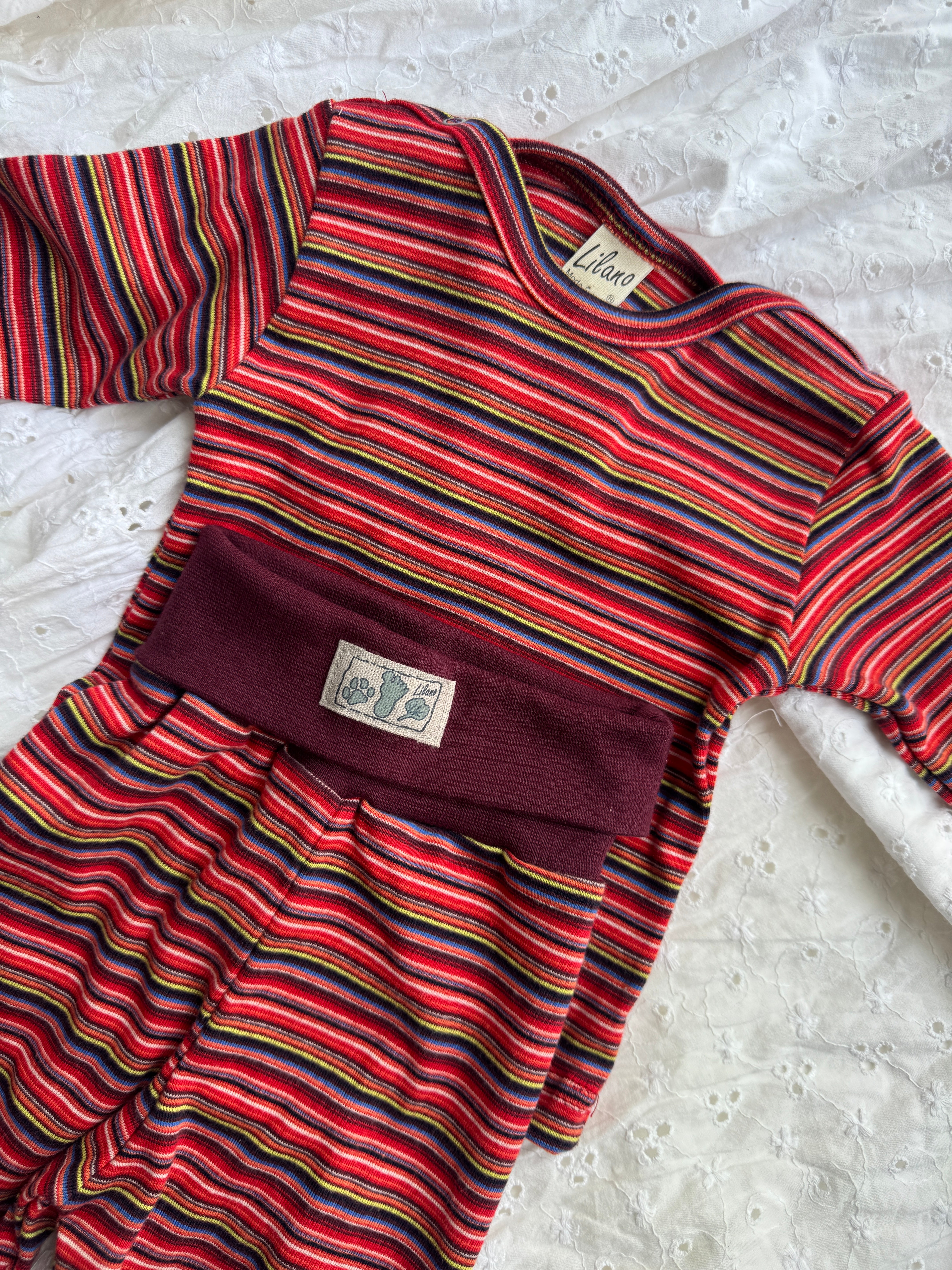 Sæt i strib rød - 100% bomuld