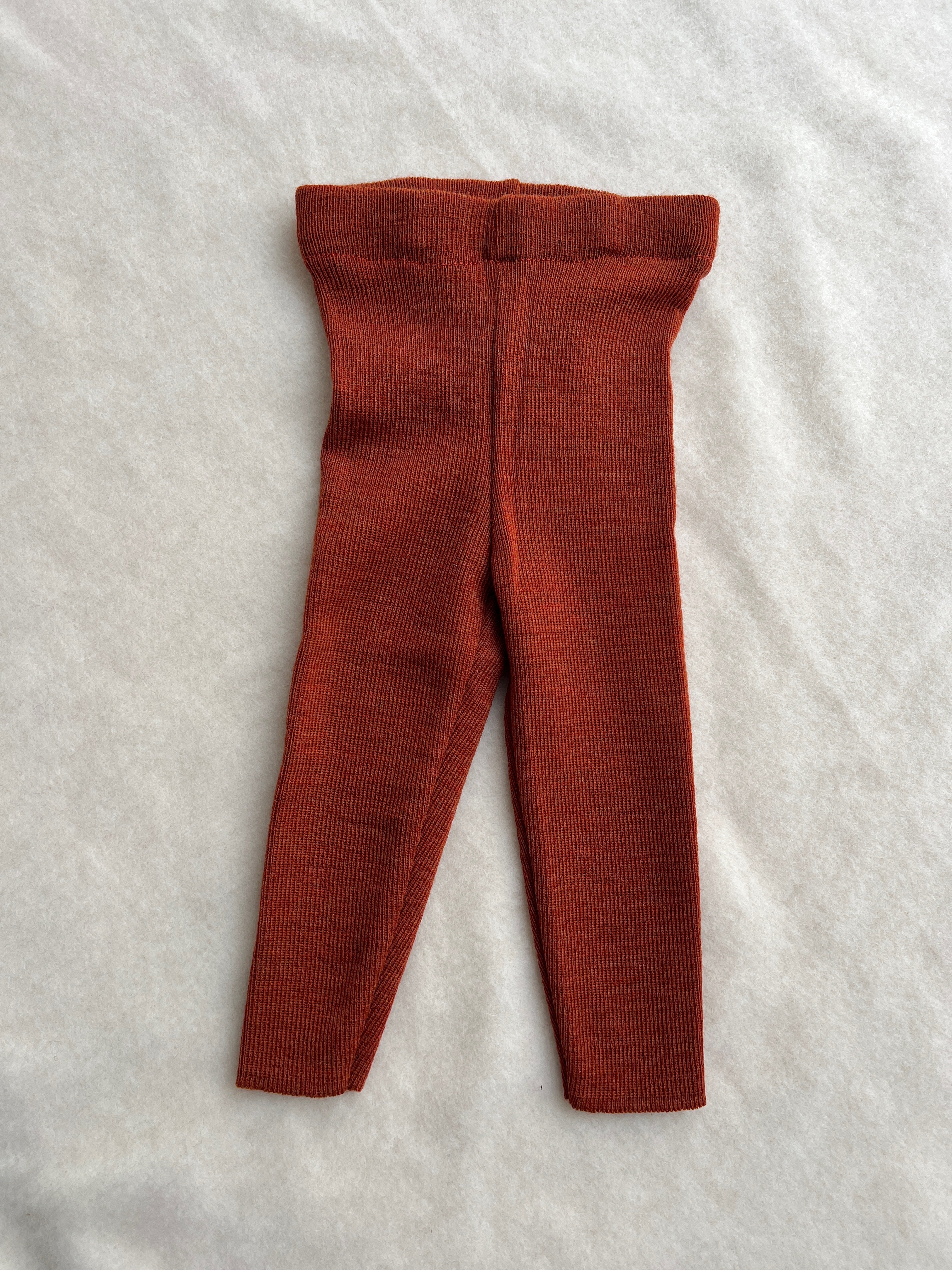 Uldleggings rib - burned orange