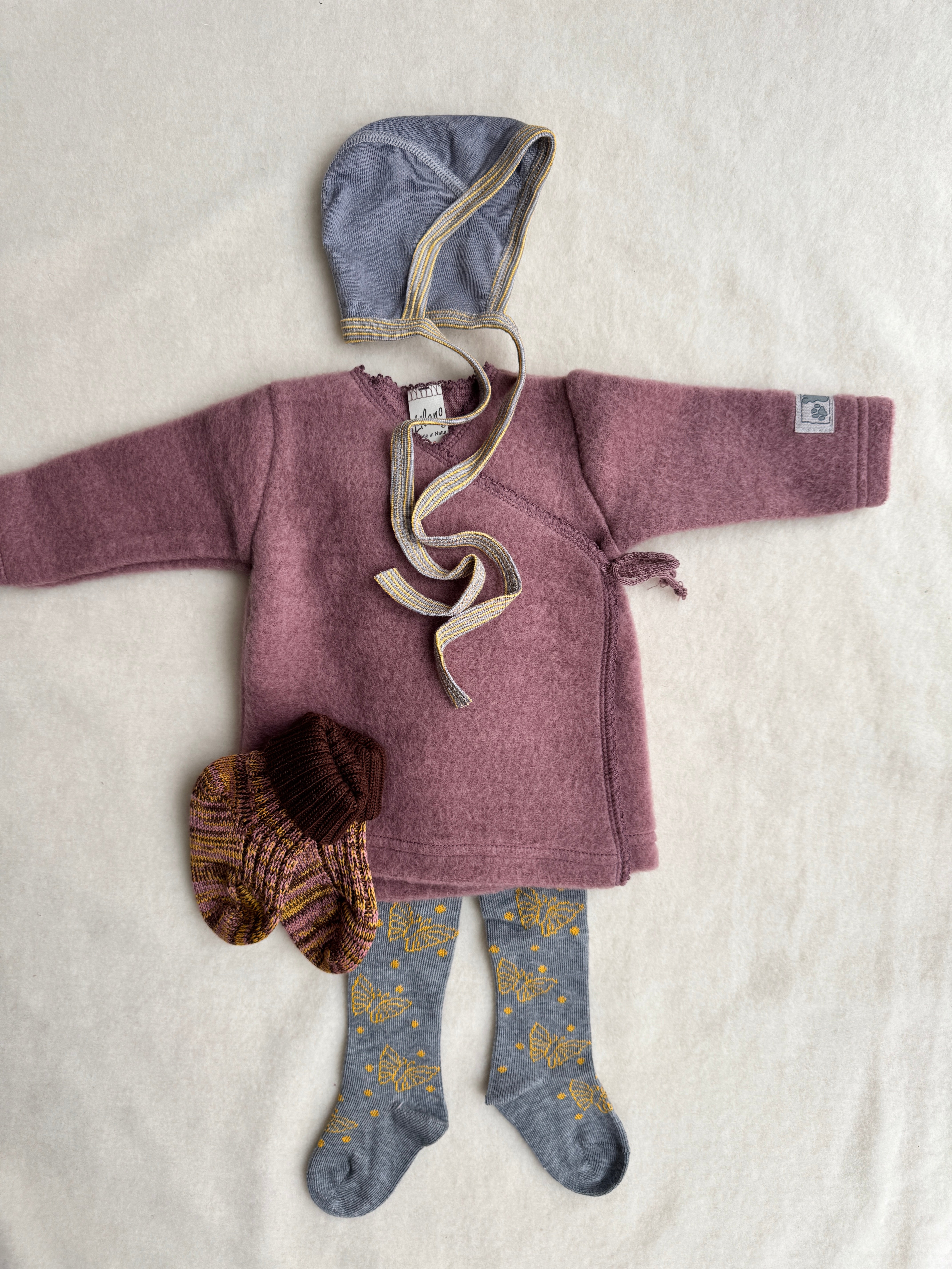 Bomuldsstrømpebukser med sommerfugle - antracit