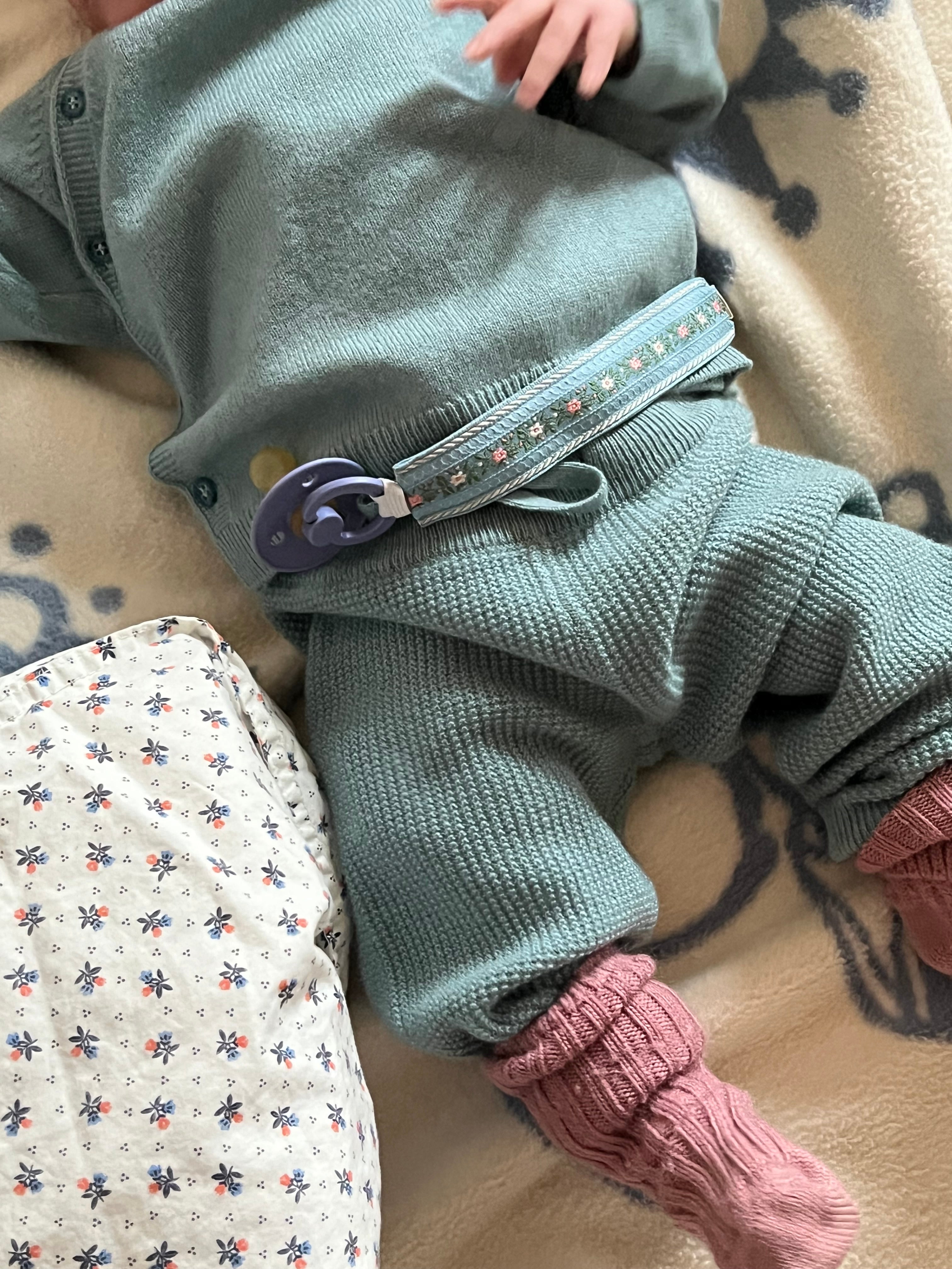 Flower GOTS 100% cashmere wrap top and pants Sea