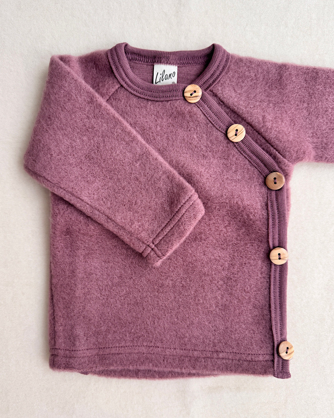 Slå-om bluse med træknapper - mauve