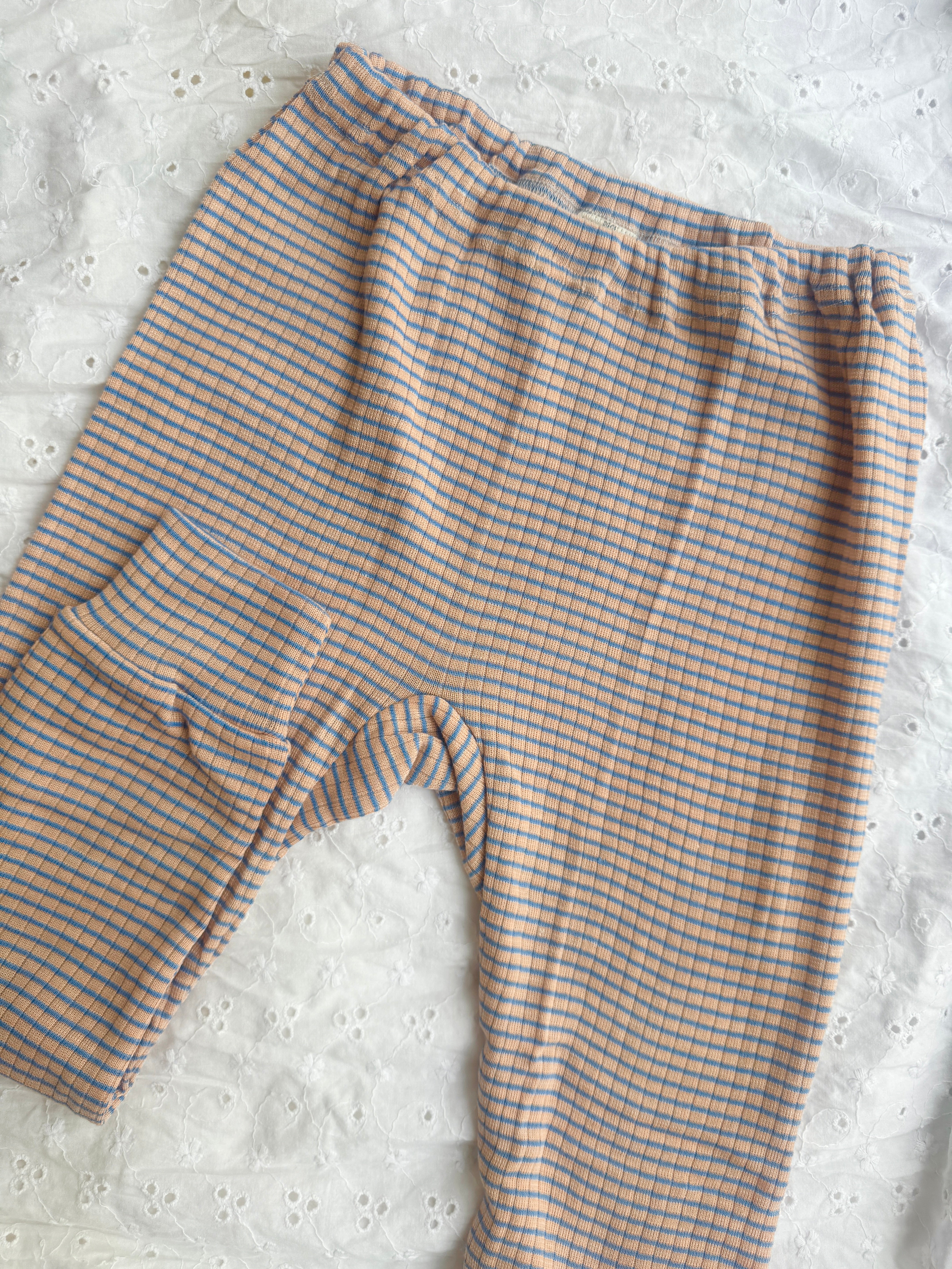 Leggings bomuld/uld/silke - blå, orange, natur