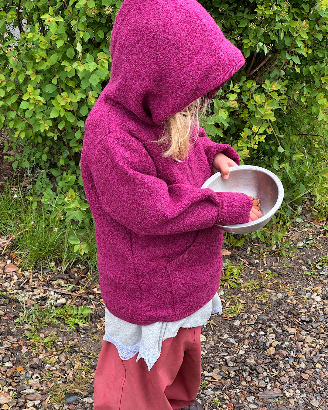 Hoodie i uld - bær