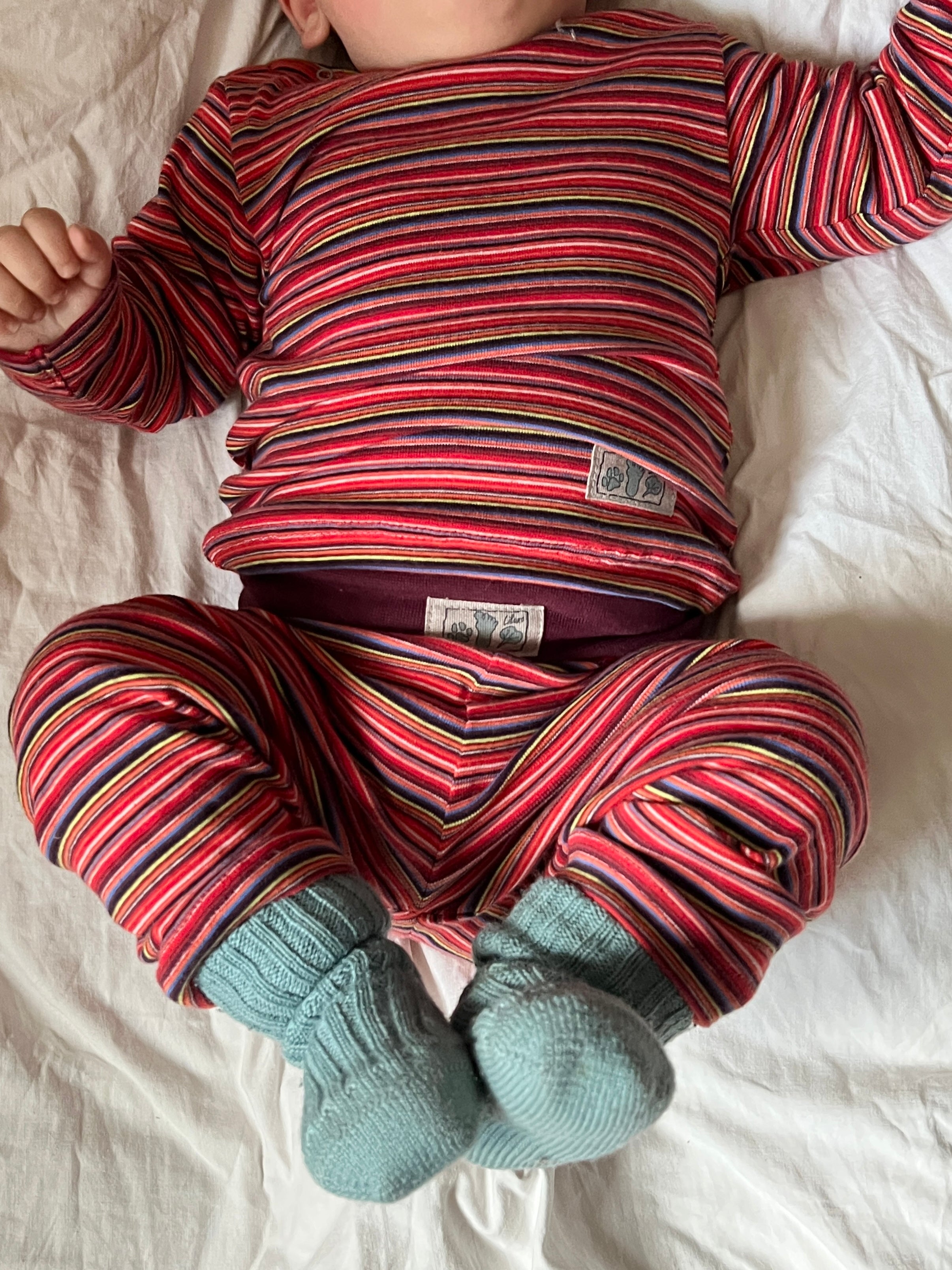 Sæt i strib rød - 100% bomuld