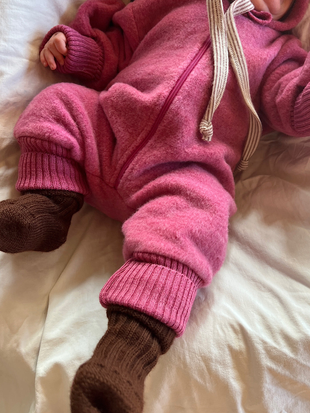 100% brushed wool fleece riding suit - pink