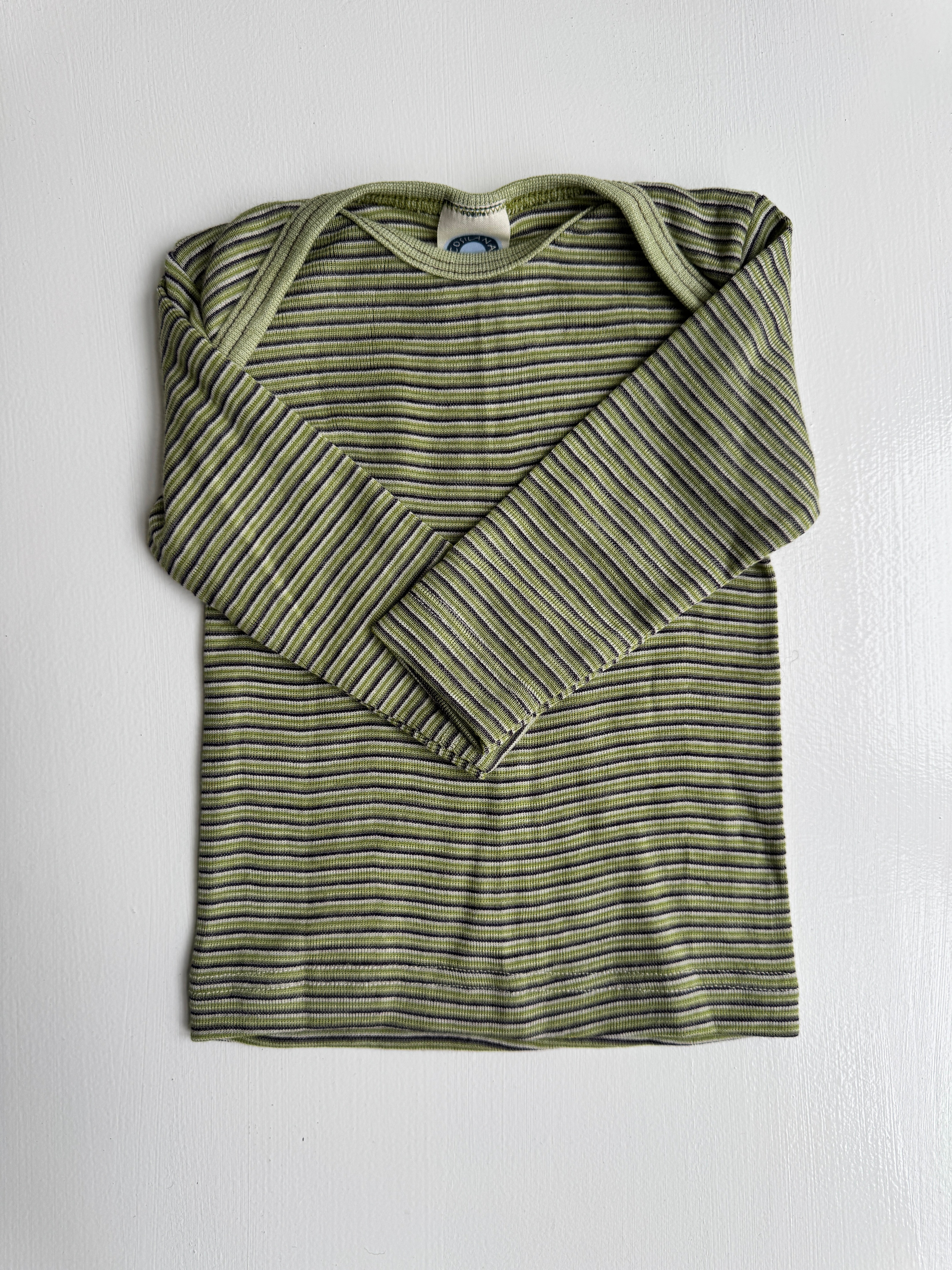 Langærmet t-shirt med amerikansk lukning, uld/silke