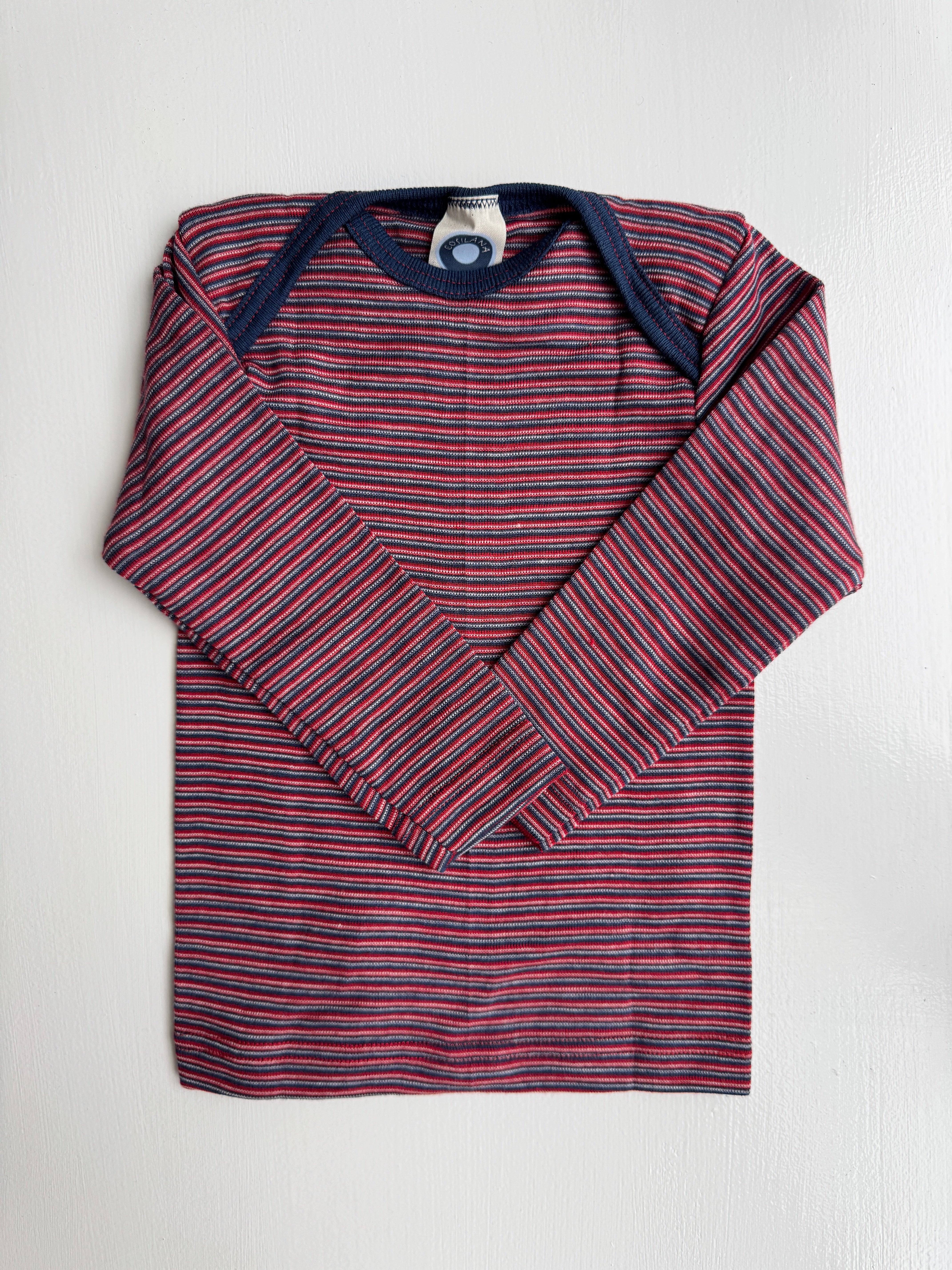 Langærmet t-shirt med amerikansk lukning, uld/silke