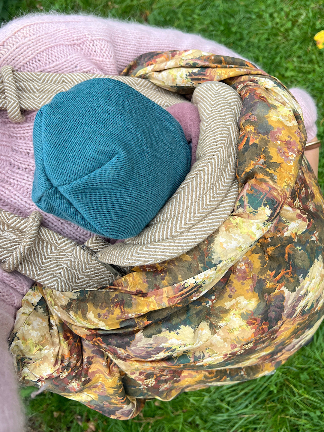 Hue 100% merino uld med bomuldsplush - smaragd