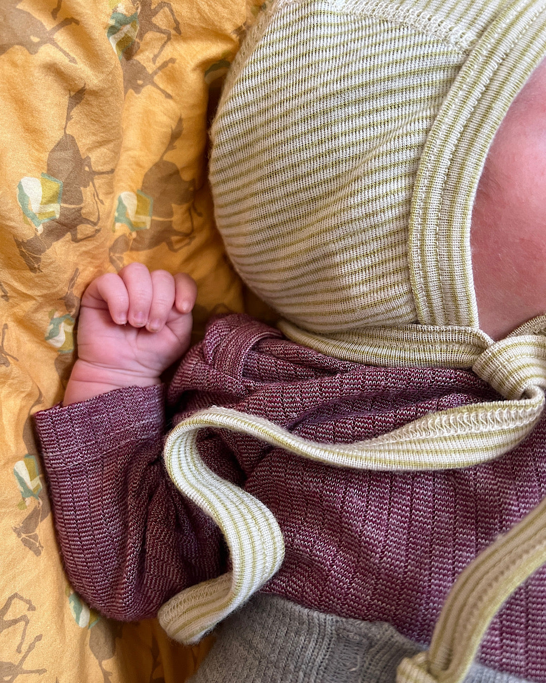 Kyse uld/silke - kiwi/natur strib