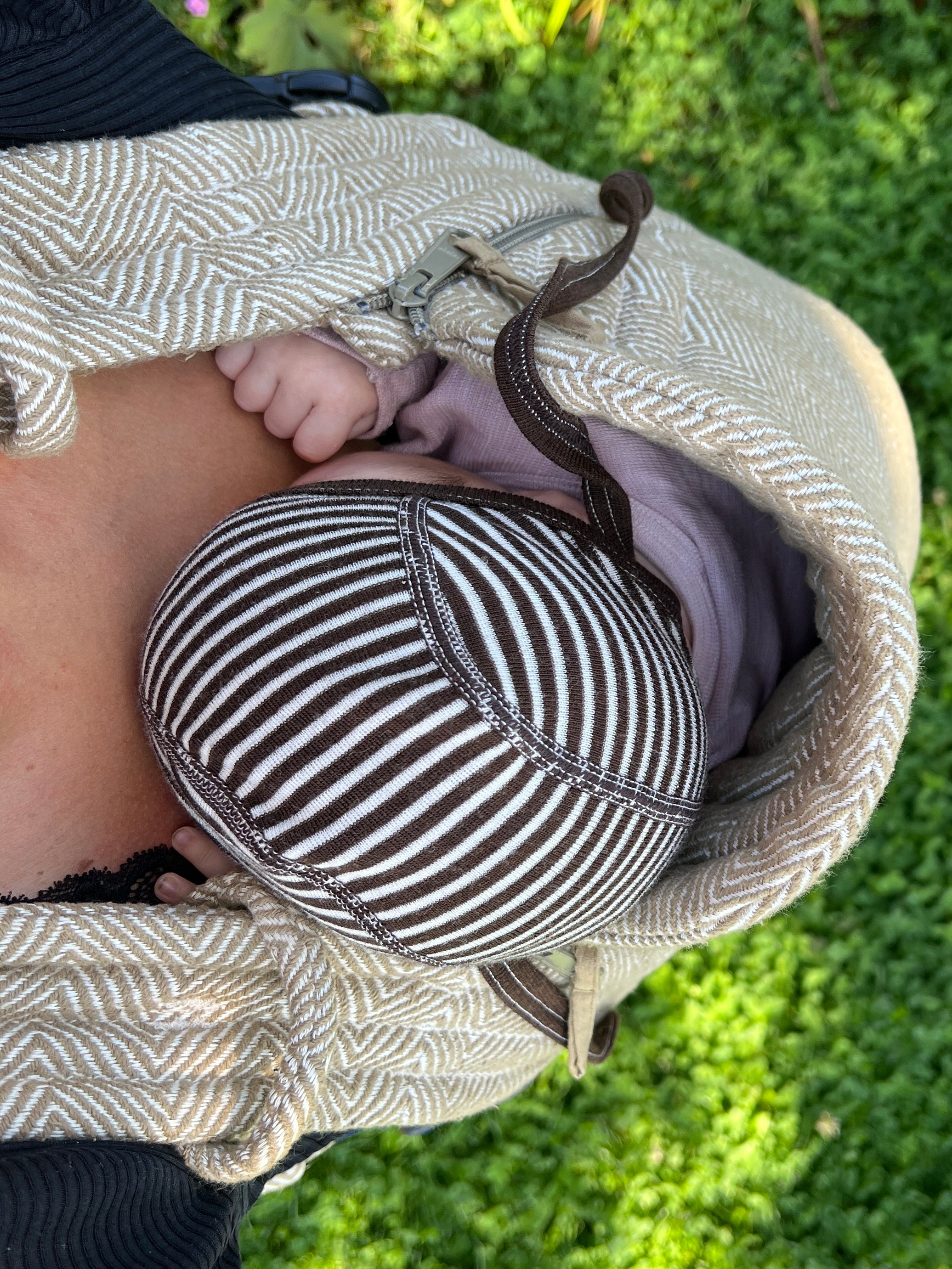 Baby Kyse uld/silke brun strib