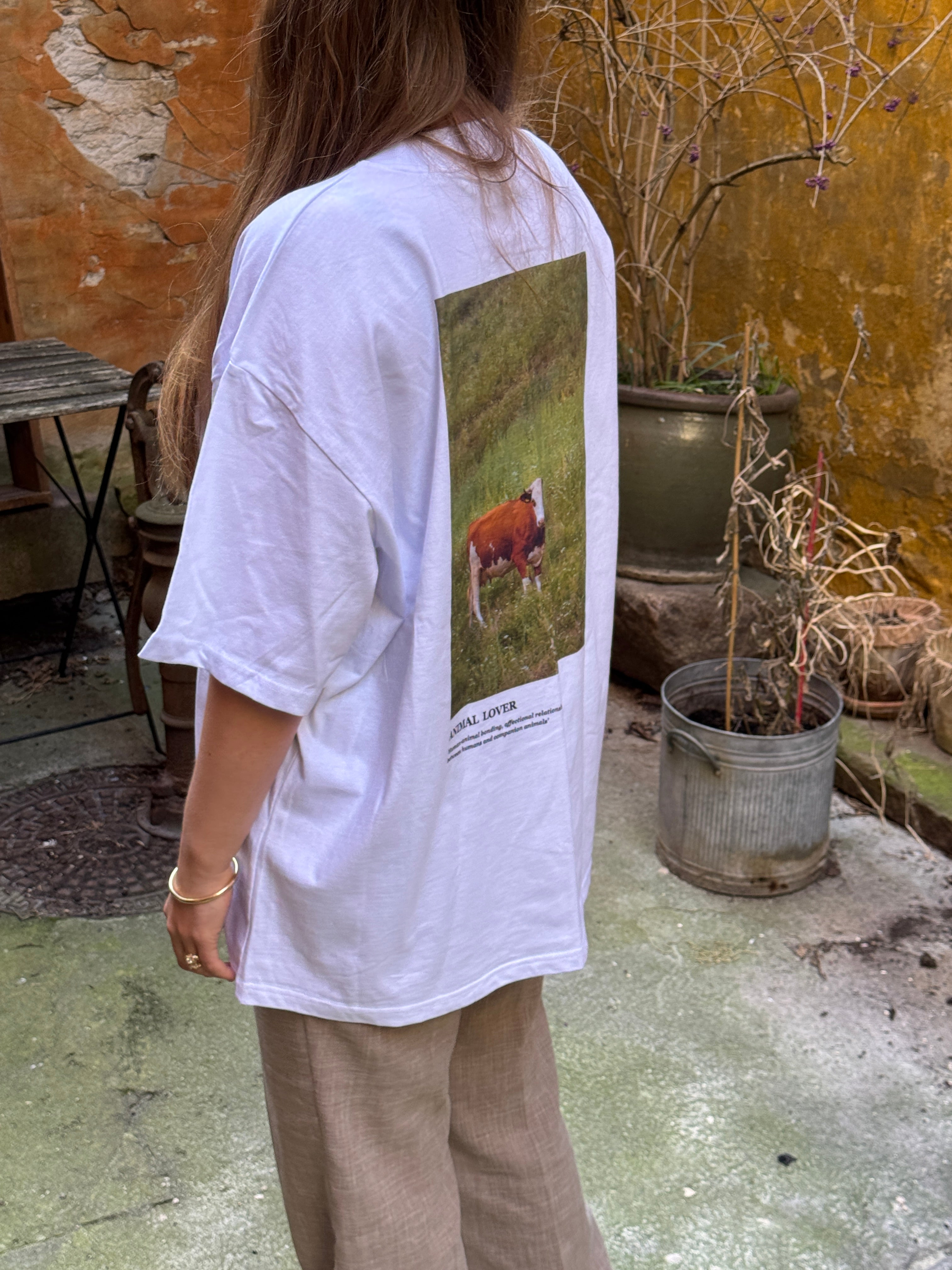 Flower 100% GOTS cotton t-shirt ADULT - Cow