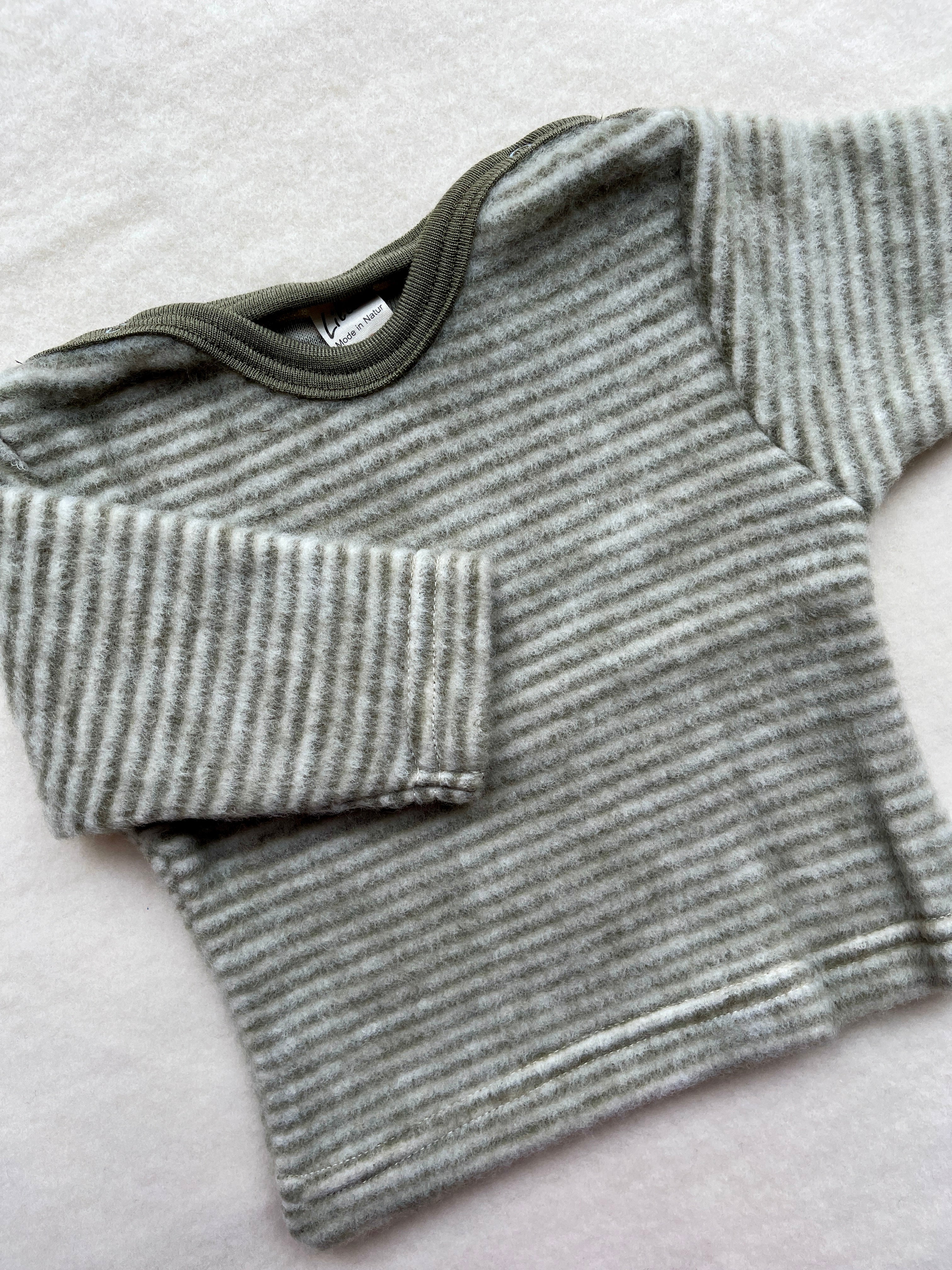 Bluse - khaki/natur strib