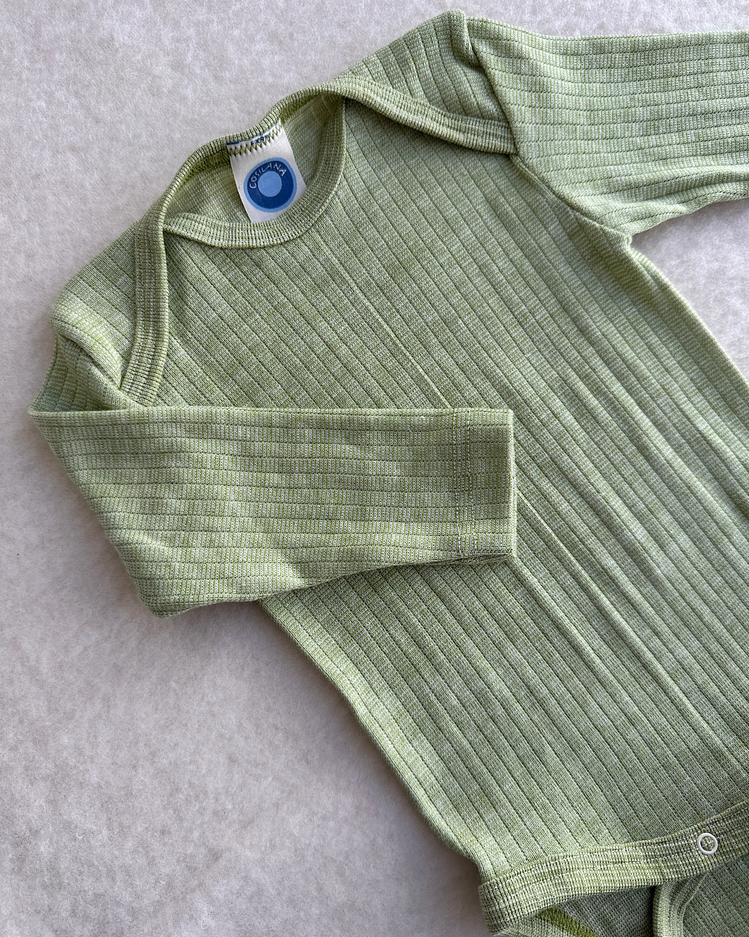 Baby-Body uld/silke/bomuld grøn meleret