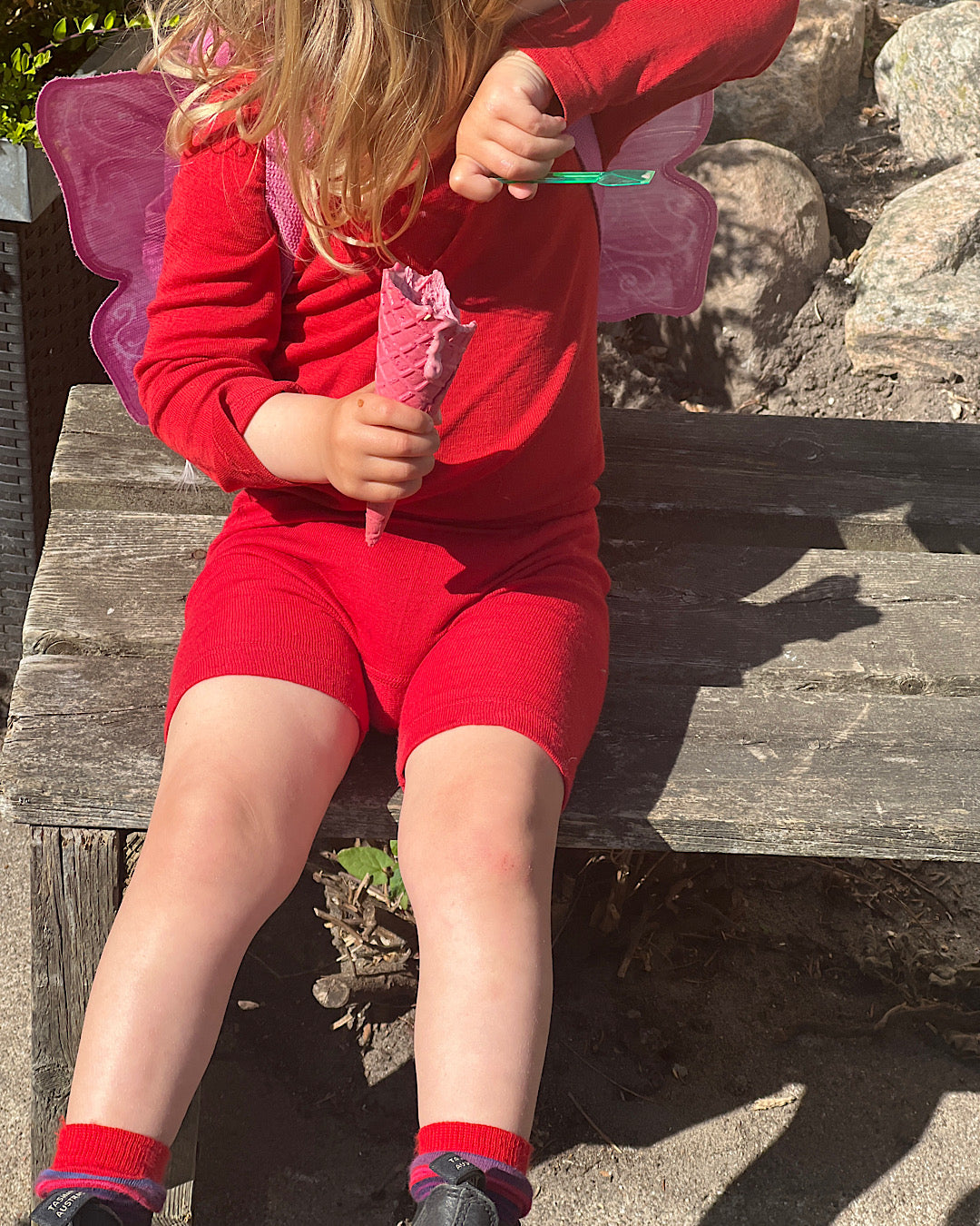 Bermudashorts uld/silke - rød