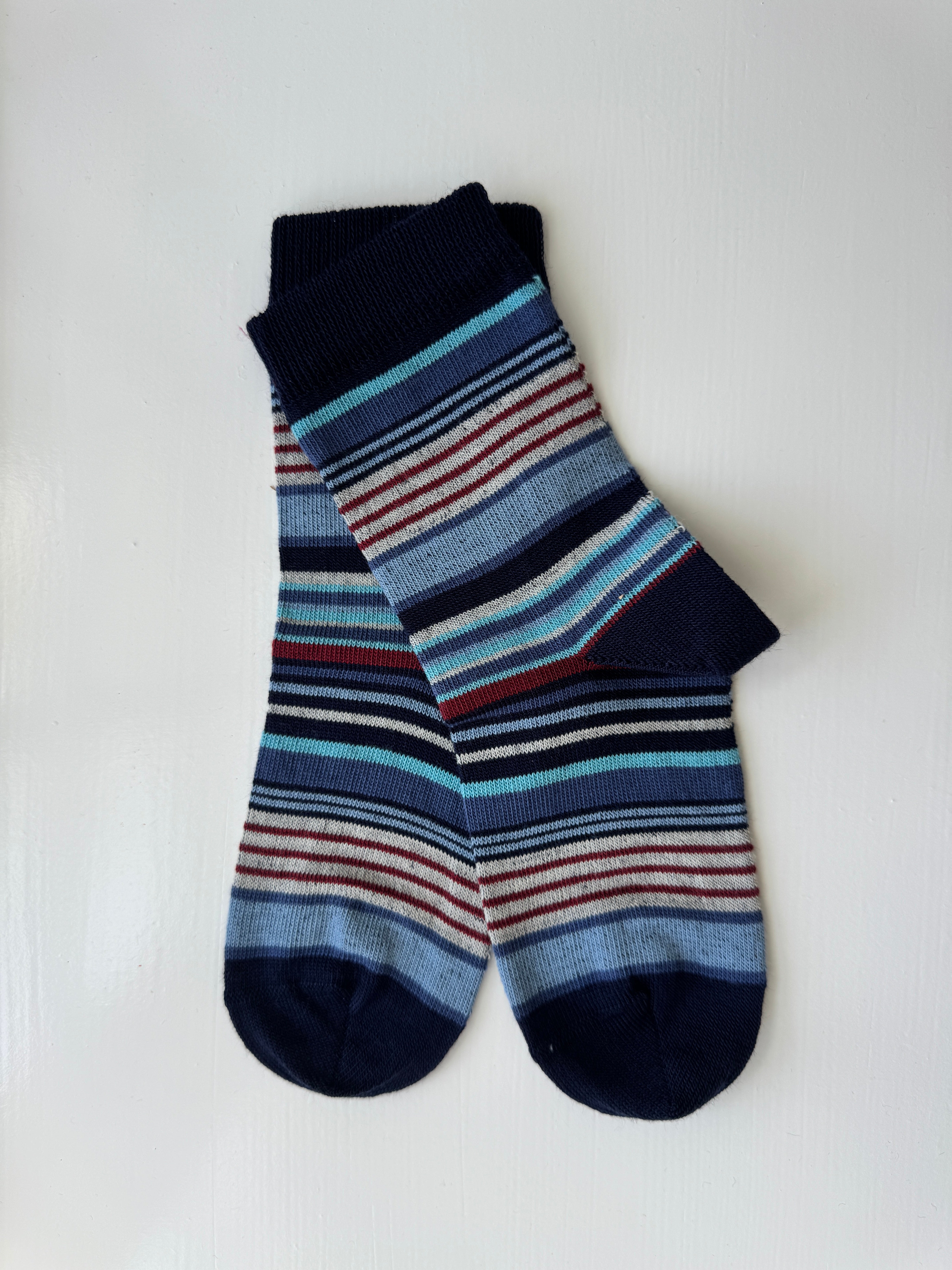 Bomuldssokker striber - marine