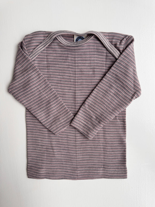 Langærmet t-shirt med amerikansk lukning, uld/silke