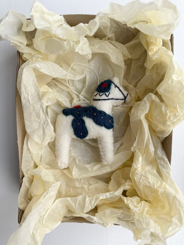 Julepynt - hvid dalahest