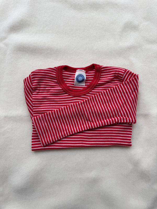 Bluse uld/silke - rød strib