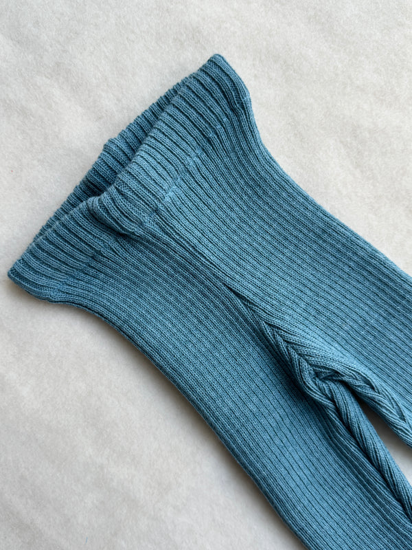 Uldleggings rib - Aqua