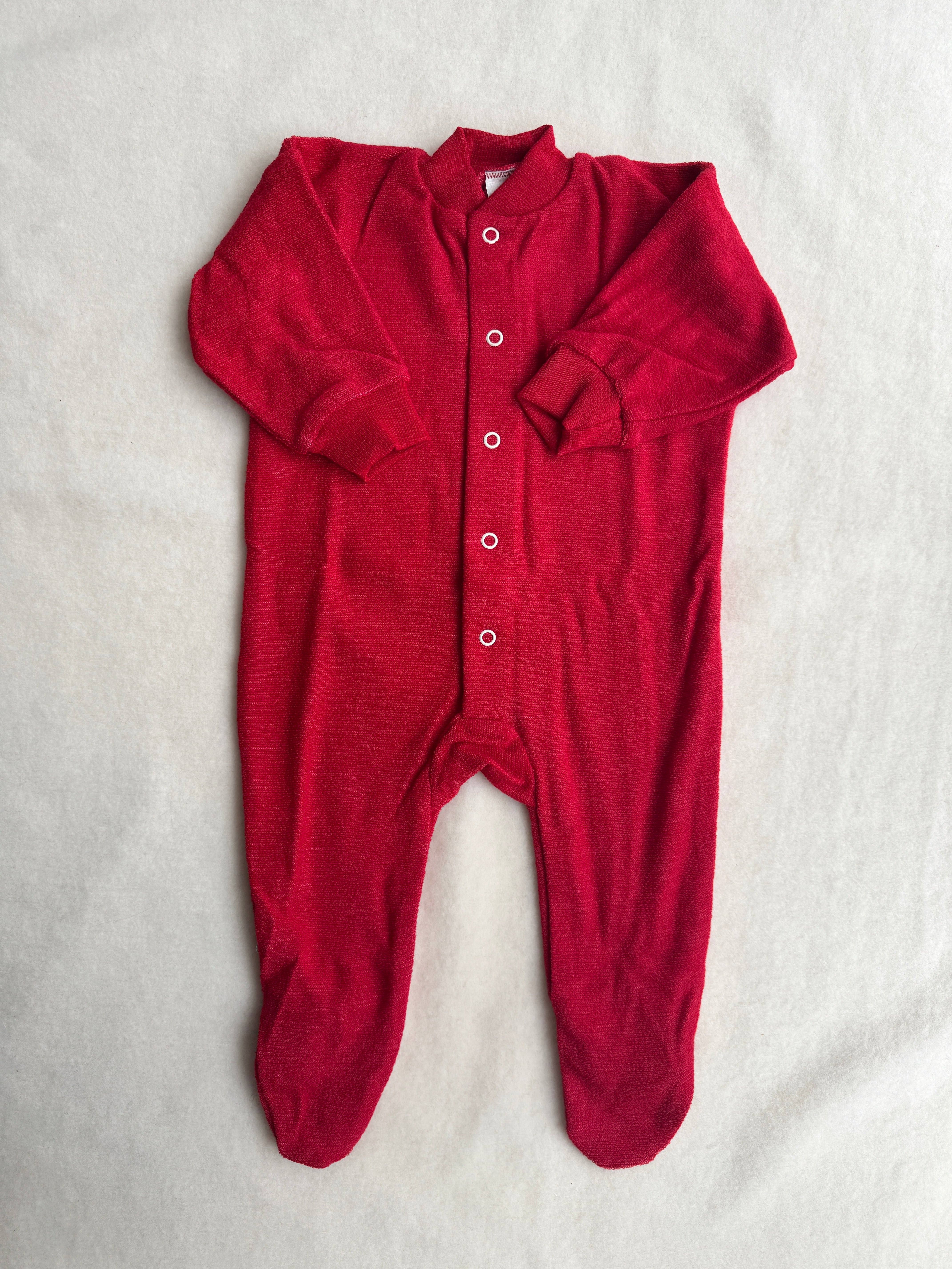 Frotté Heldragt med fødder - rød