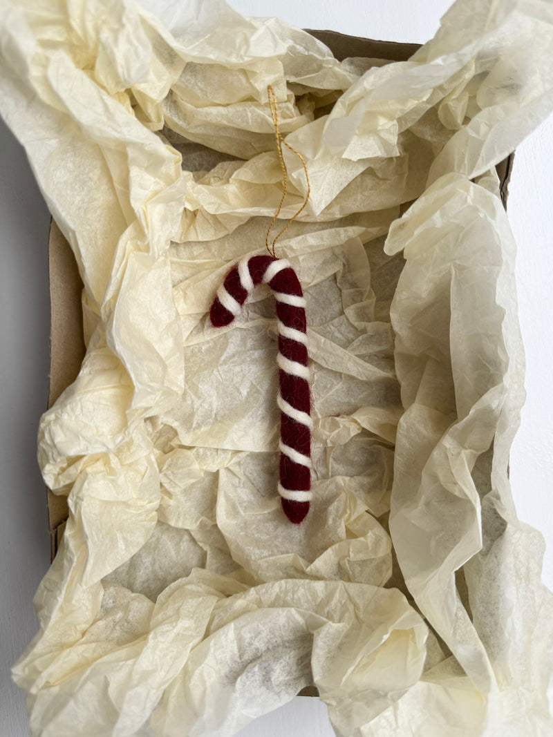 Julepynt - julestok mørkerød