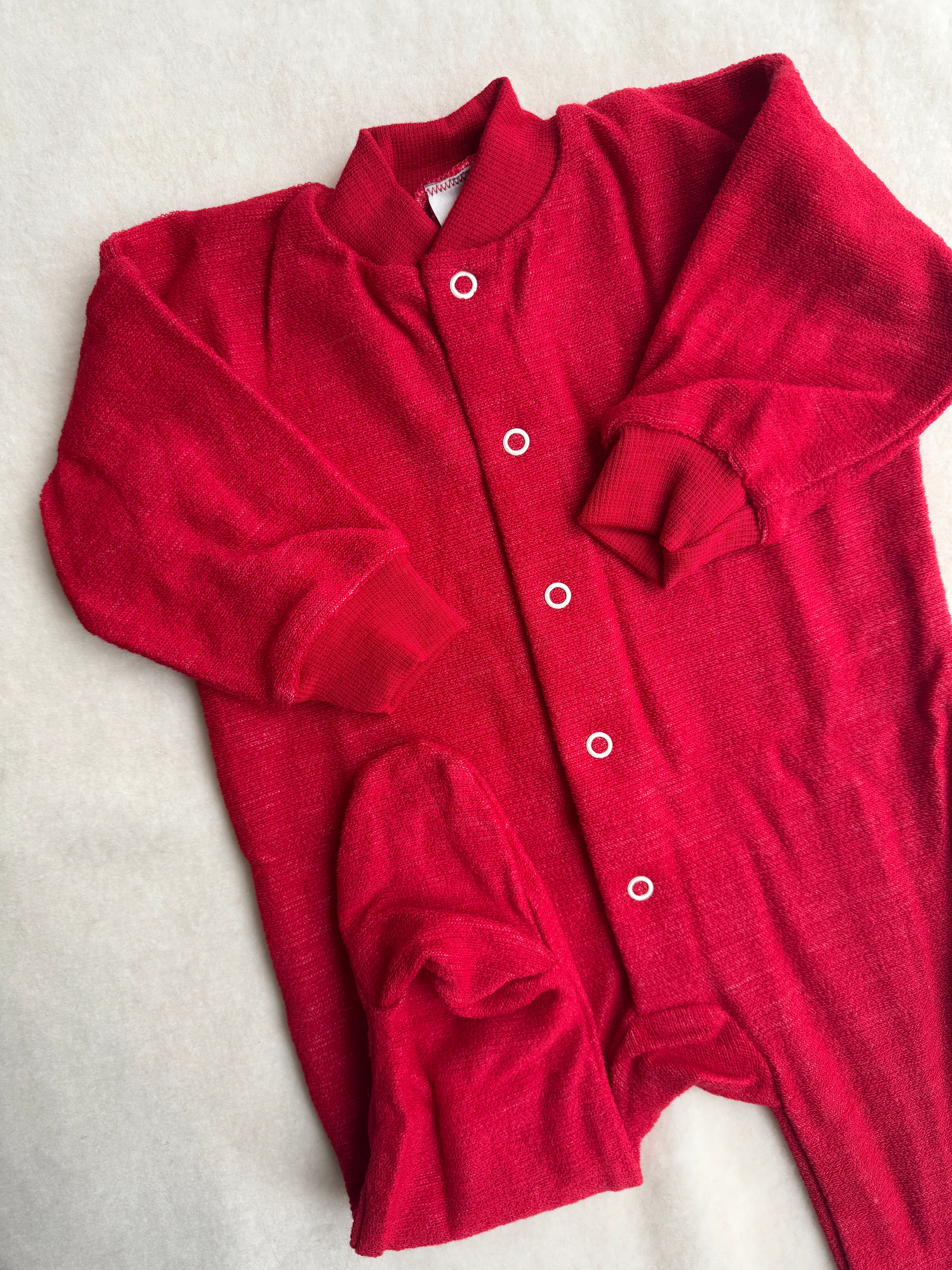 Frotté Heldragt med fødder - rød