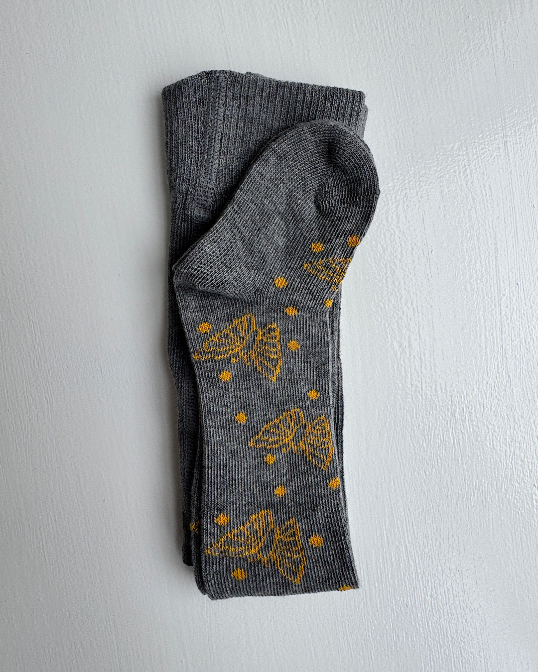 Bomuldsstrømpebukser med sommerfugle - antracit