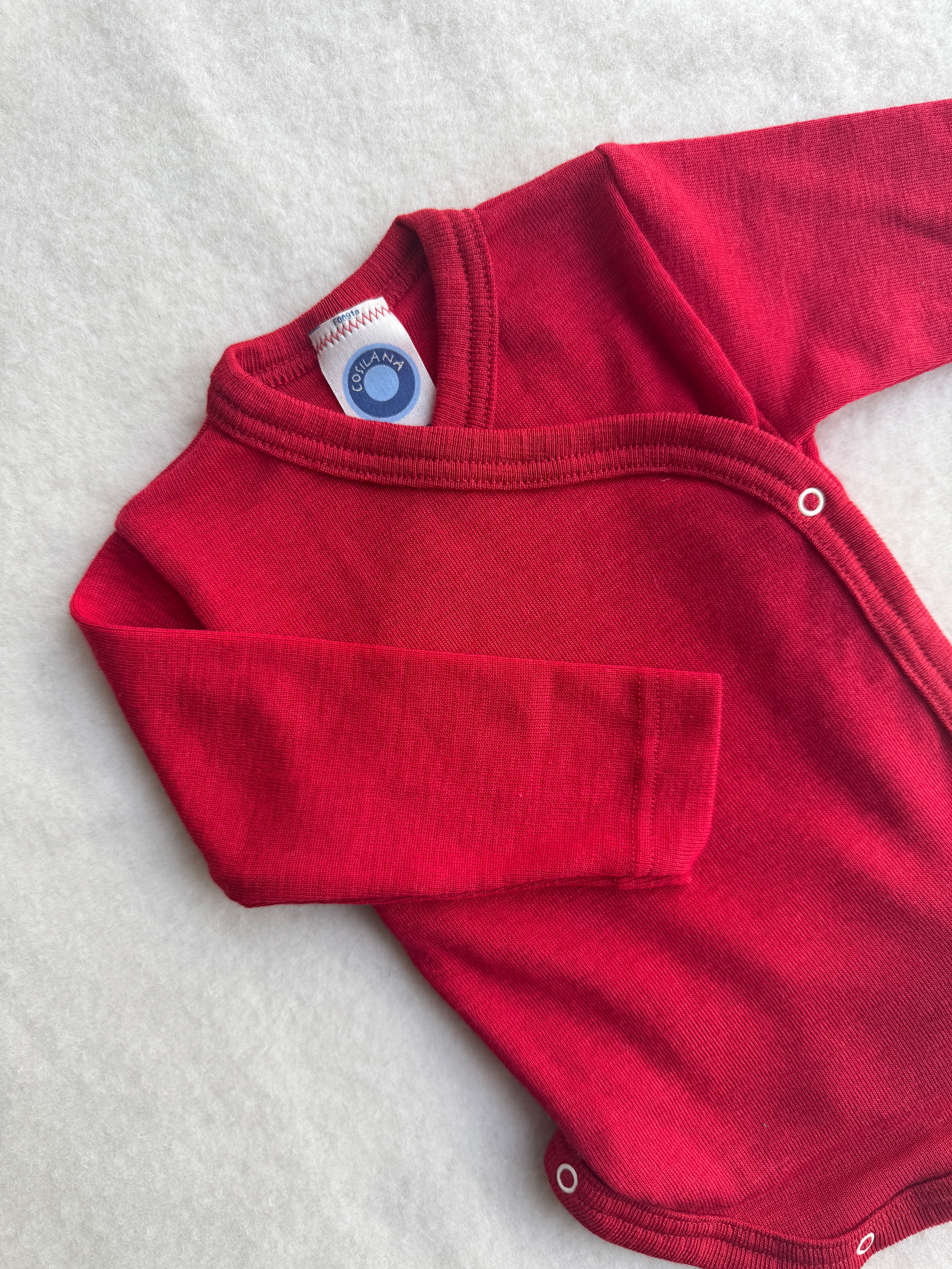 Baby-Body slå-om uld/silke - rød