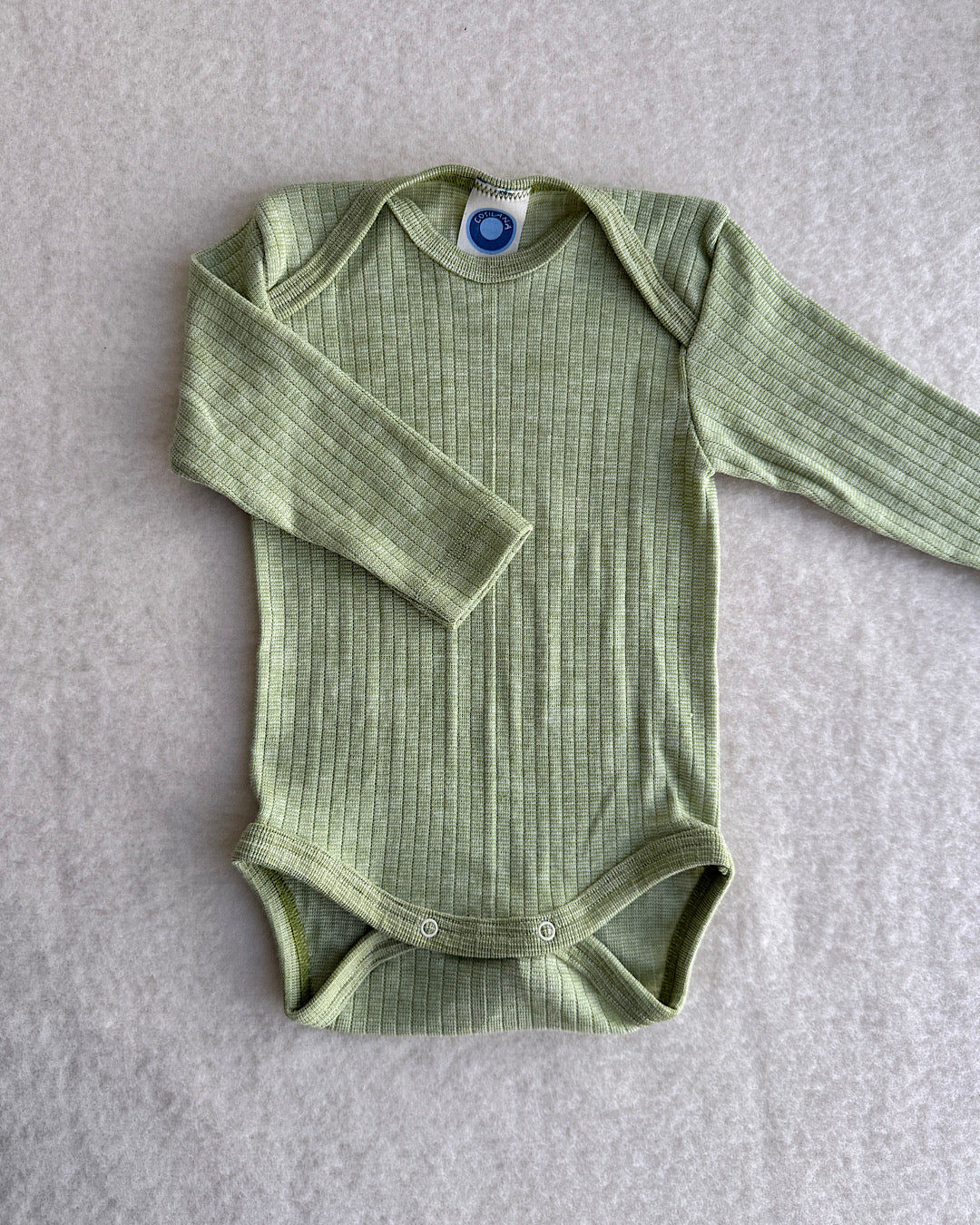 Baby-Body uld/silke/bomuld grøn meleret