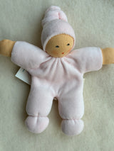 Håndsyet økologisk dukke sart lyserød