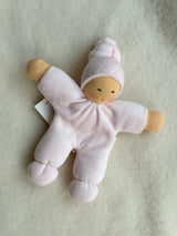 Håndsyet økologisk dukke sart lyserød