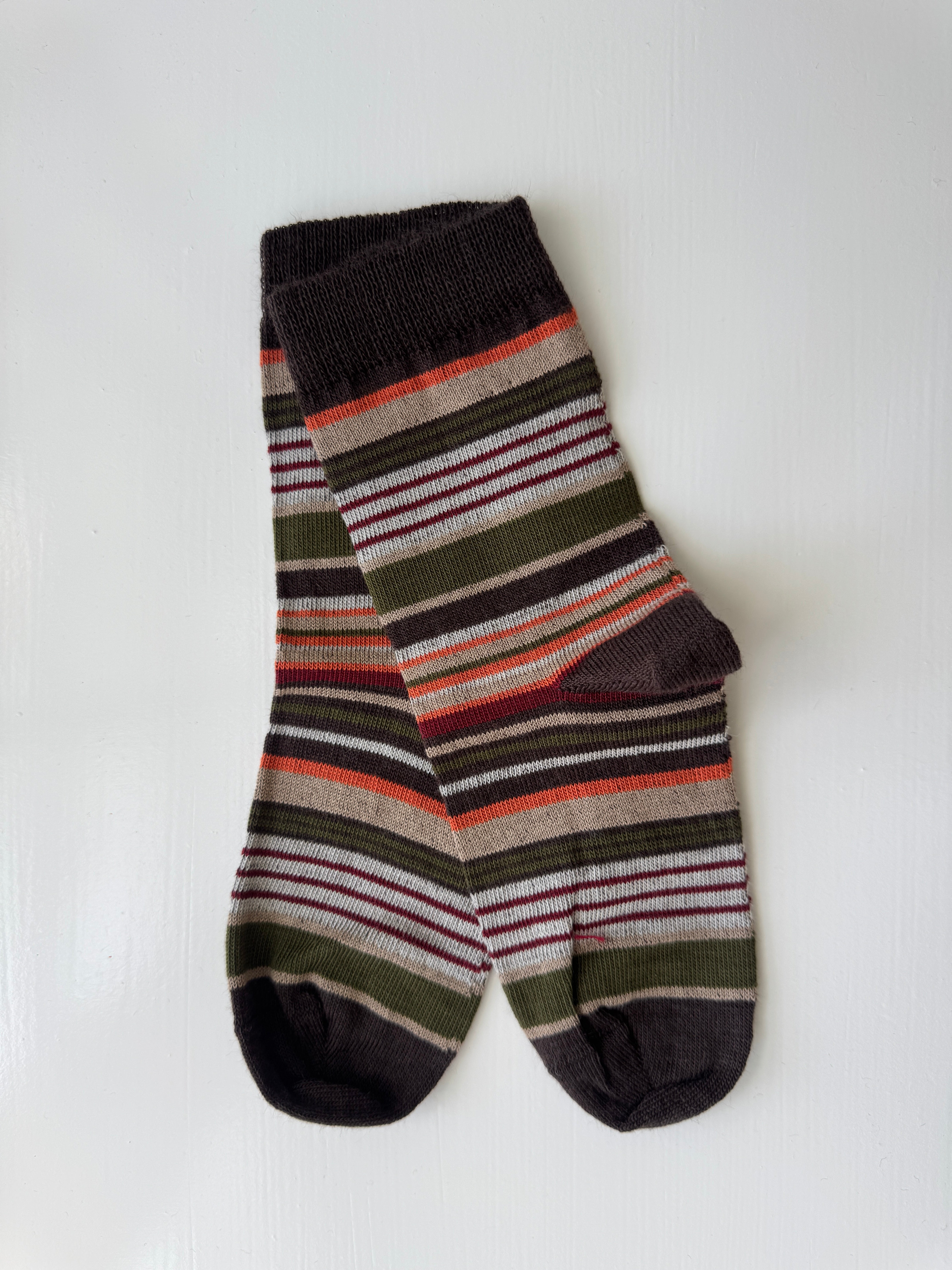 Bomuldssokker striber - chokolade