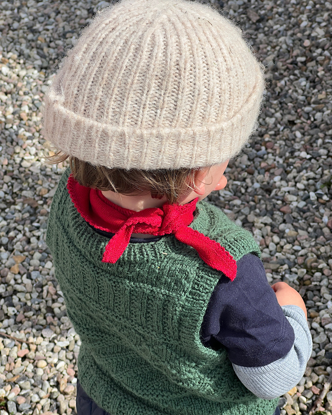 Tørklæde uld/sike - Rød