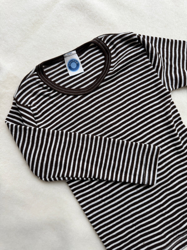 Bluse uld/silke - brun strib