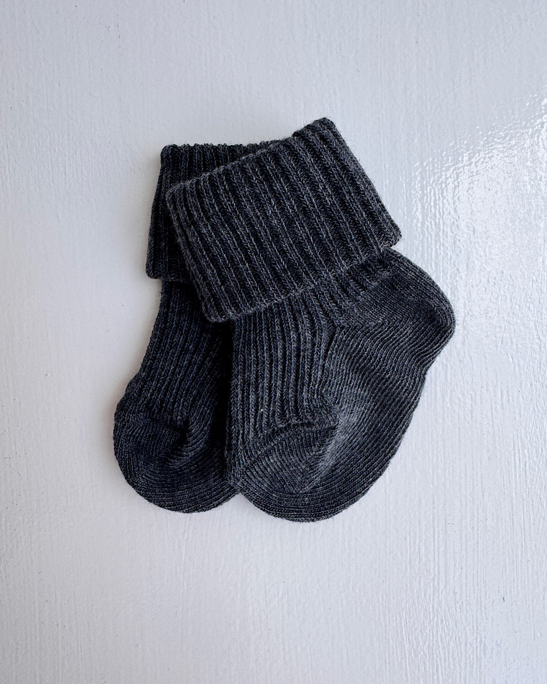 Babystrømper bomuld - dark grey melange