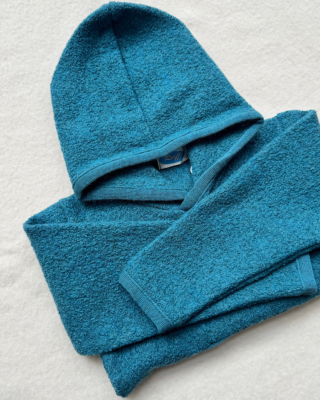 Hoodie i uld - smaragd